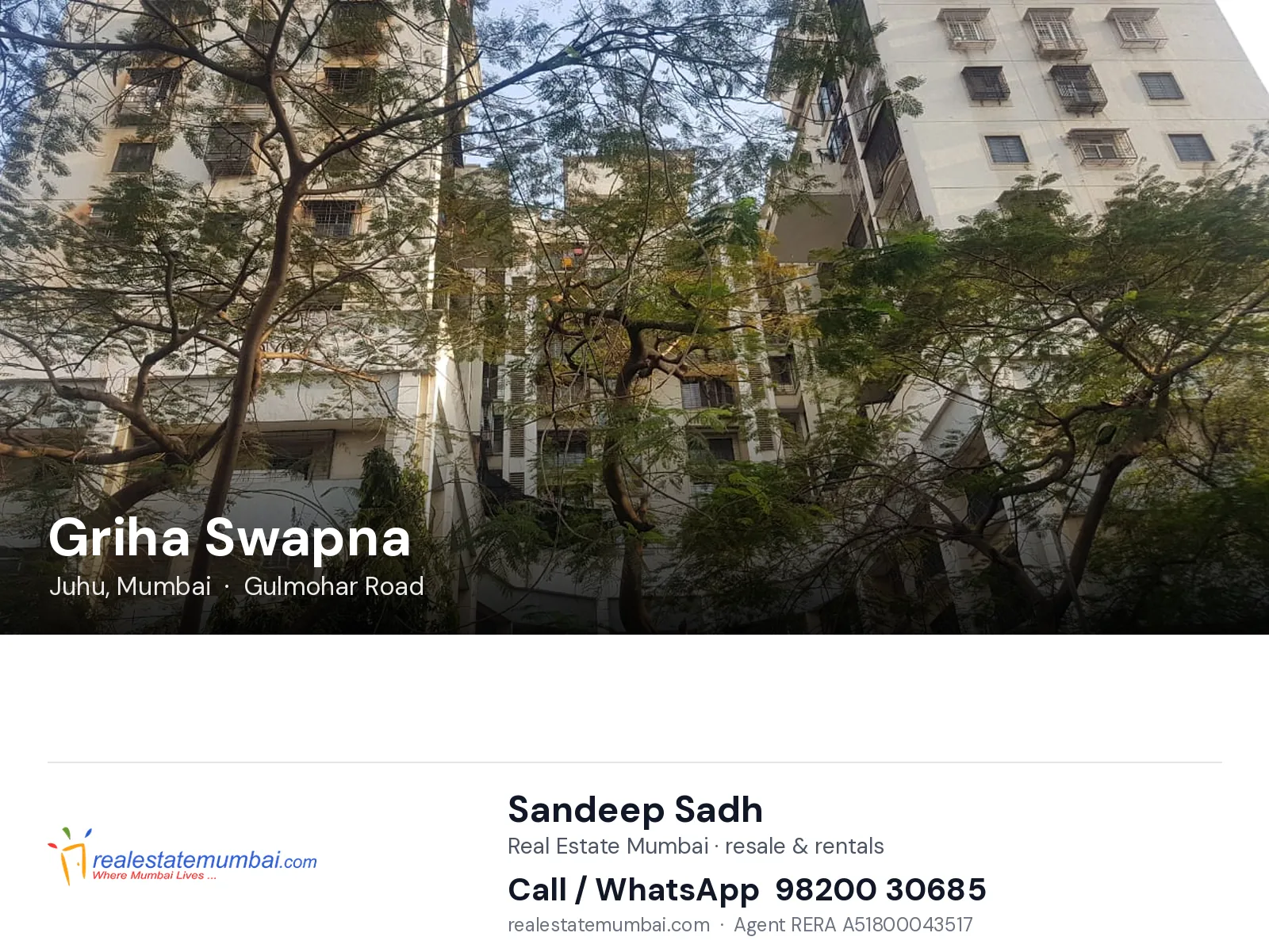 Griha Swapna, Juhu, Mumbai — flats | Real Estate Mumbai, Sandeep Sadh 98200 30685
