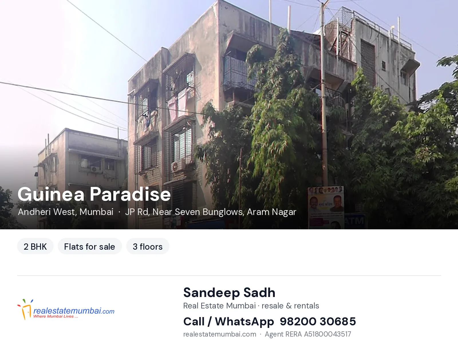 Guinea Paradise, Andheri West, Mumbai — 2 BHK flats for sale | Real Estate Mumbai, Sandeep Sadh 98200 30685