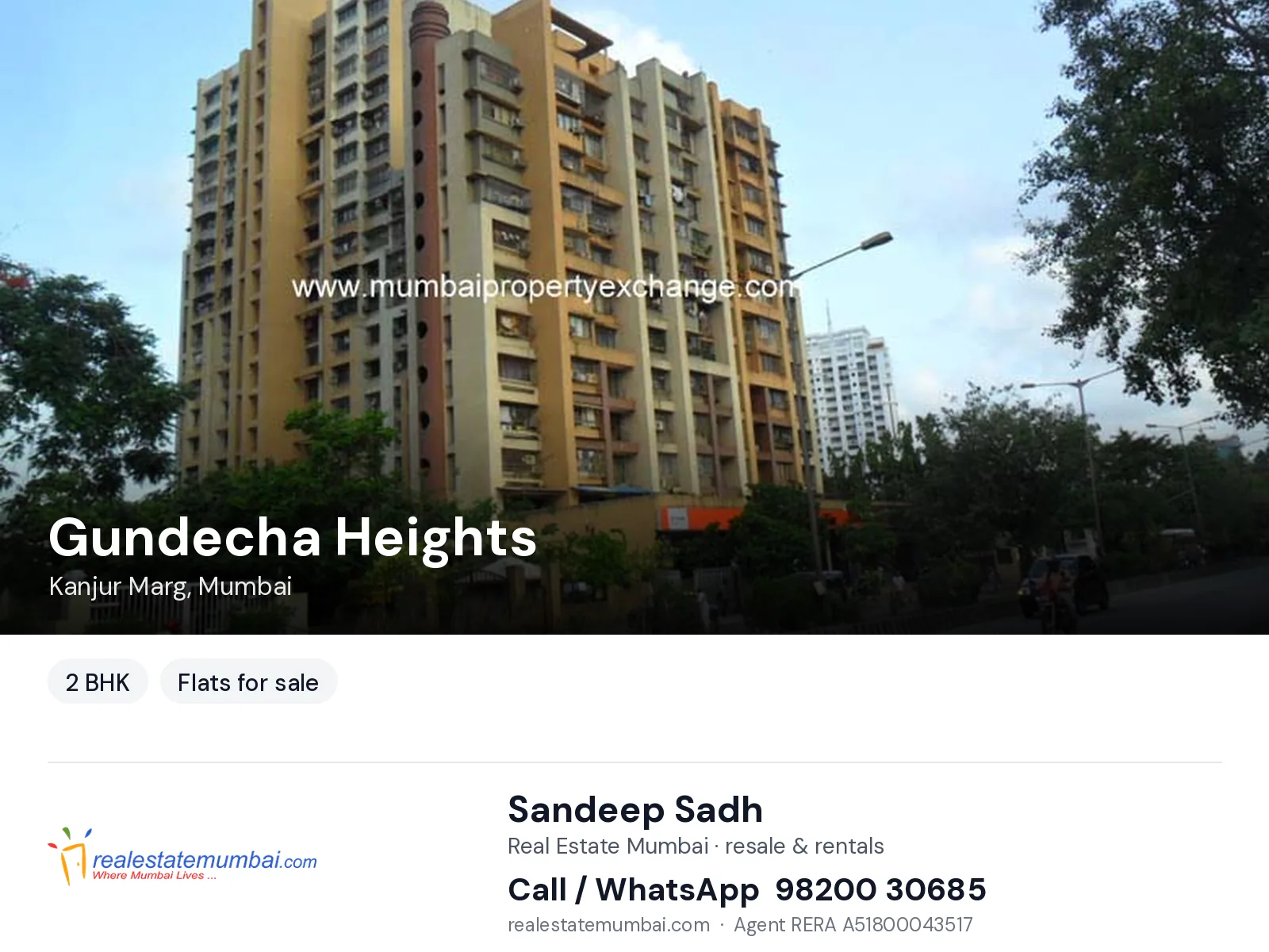 Gundecha Heights, Kanjur Marg, Mumbai — 2 BHK flats for sale | Real Estate Mumbai, Sandeep Sadh 98200 30685