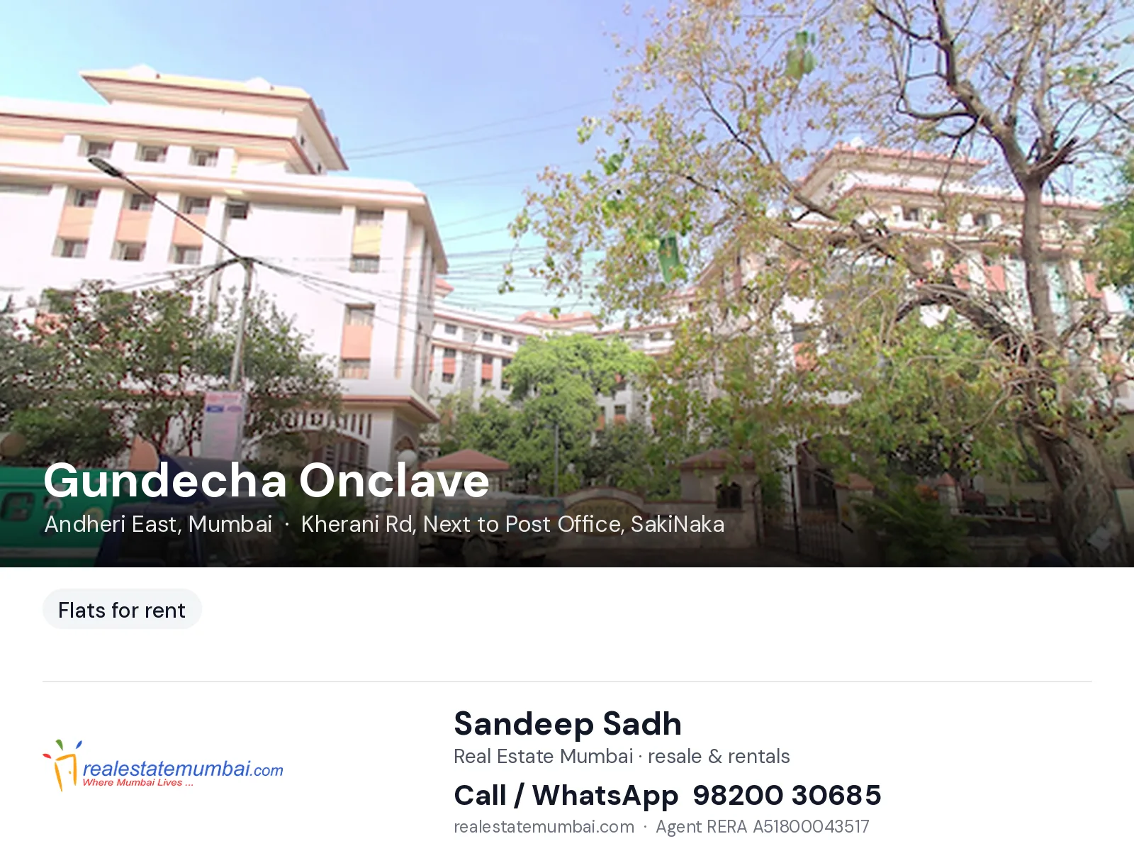 Gundecha Onclave, Andheri East, Mumbai — flats for rent | Real Estate Mumbai, Sandeep Sadh 98200 30685