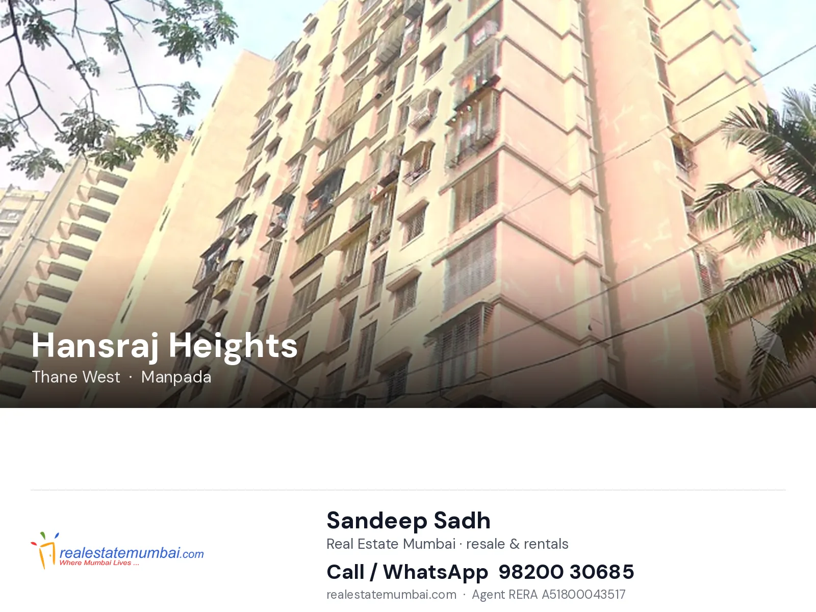 Hansraj Heights, Thane West — flats | Real Estate Mumbai, Sandeep Sadh 98200 30685