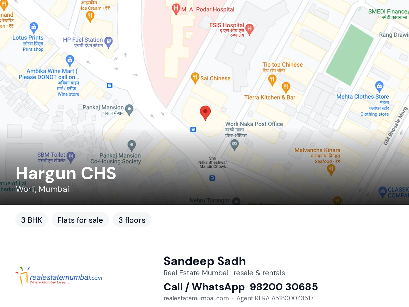 Hargun CHS, Worli, Mumbai — 3 BHK flats for sale | Real Estate Mumbai, Sandeep Sadh 98200 30685