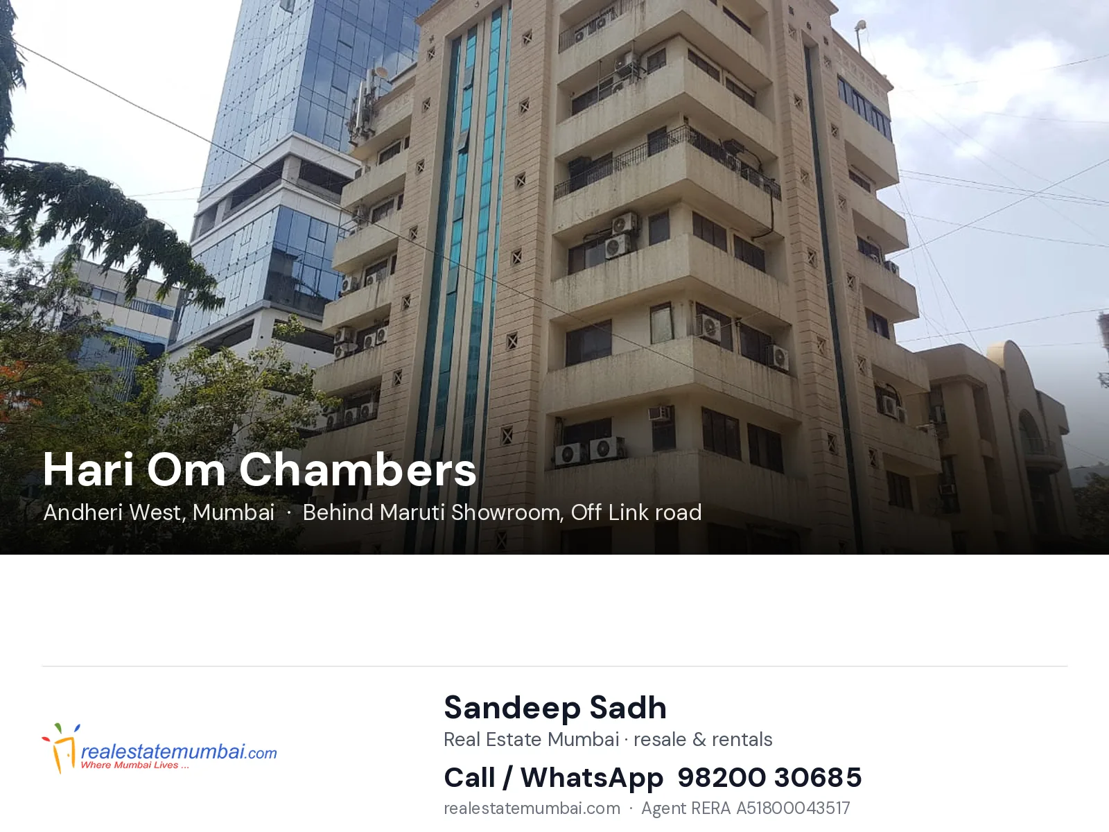 Hari Om Chambers, Andheri West, Mumbai — flats | Real Estate Mumbai, Sandeep Sadh 98200 30685