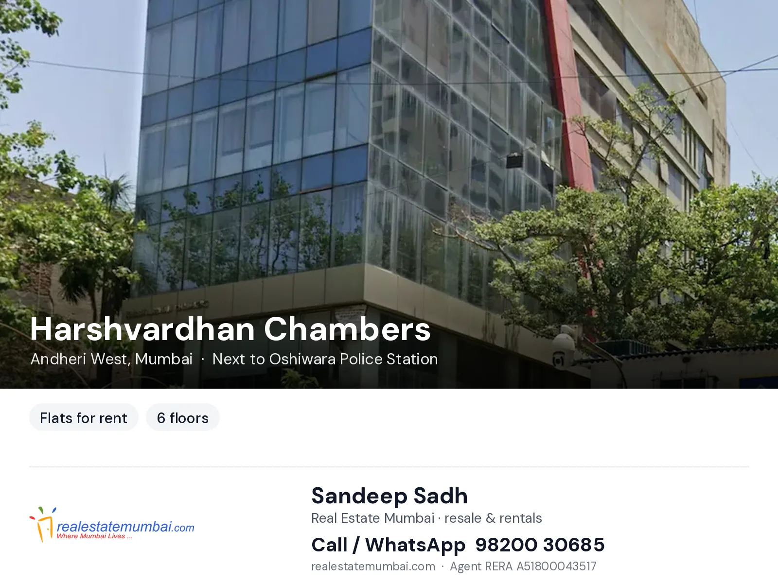 Harshvardhan Chambers, Andheri West, Mumbai — flats for rent | Real Estate Mumbai, Sandeep Sadh 98200 30685