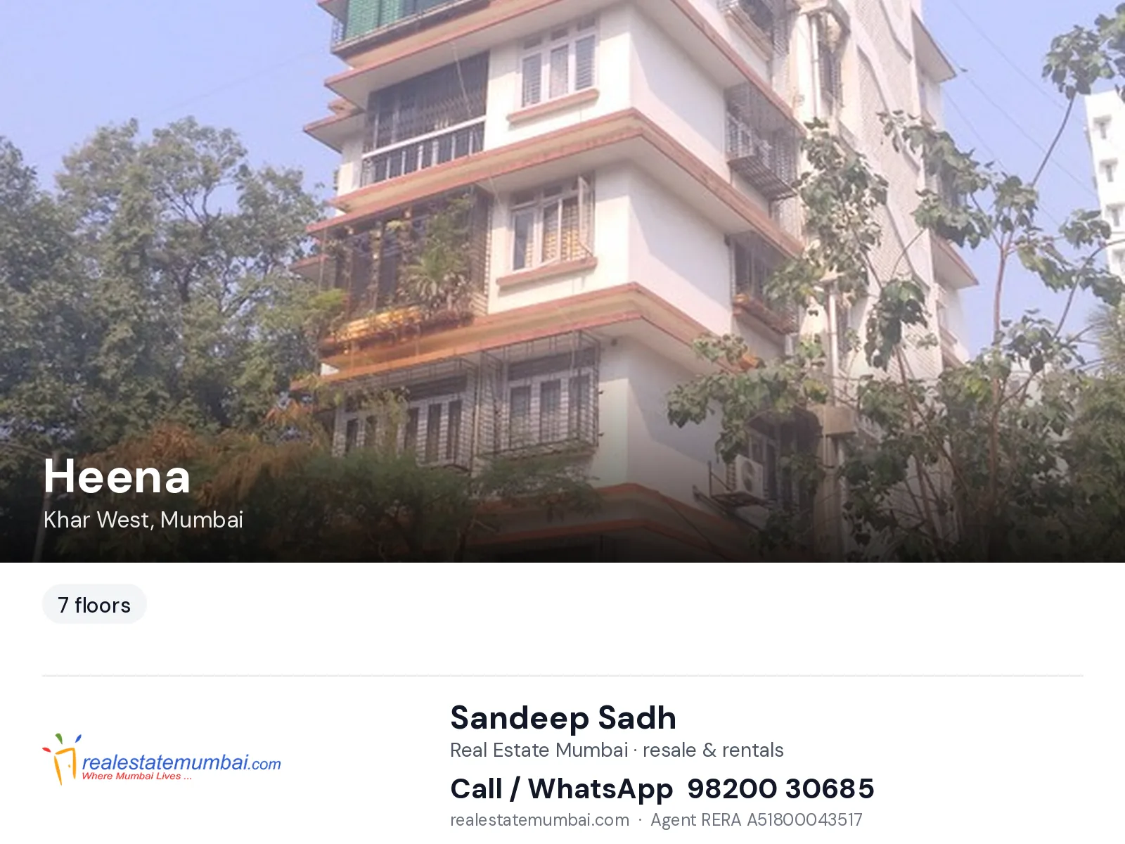 Heena, Khar West, Mumbai — flats | Real Estate Mumbai, Sandeep Sadh 98200 30685