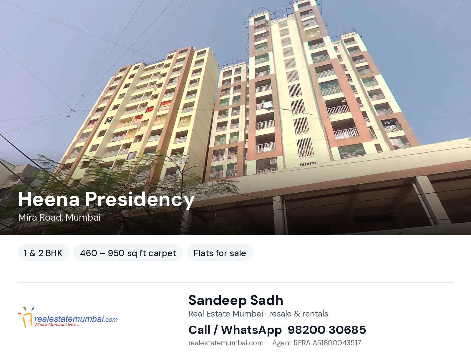 Heena Presidency, Mira Road, Mumbai — 1 & 2 BHK flats for sale | Real Estate Mumbai, Sandeep Sadh 98200 30685