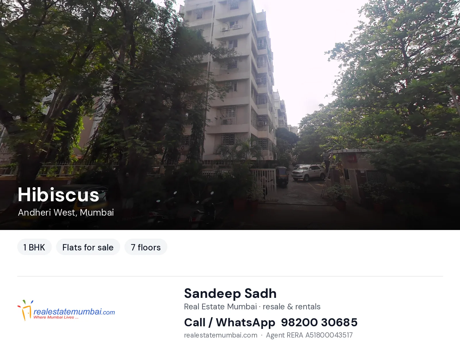 Hibiscus, Andheri West, Mumbai — 1 BHK flats for sale | Real Estate Mumbai, Sandeep Sadh 98200 30685