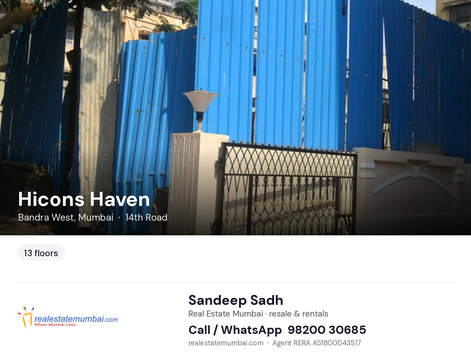 Hicons Haven, Bandra West, Mumbai — flats | Real Estate Mumbai, Sandeep Sadh 98200 30685