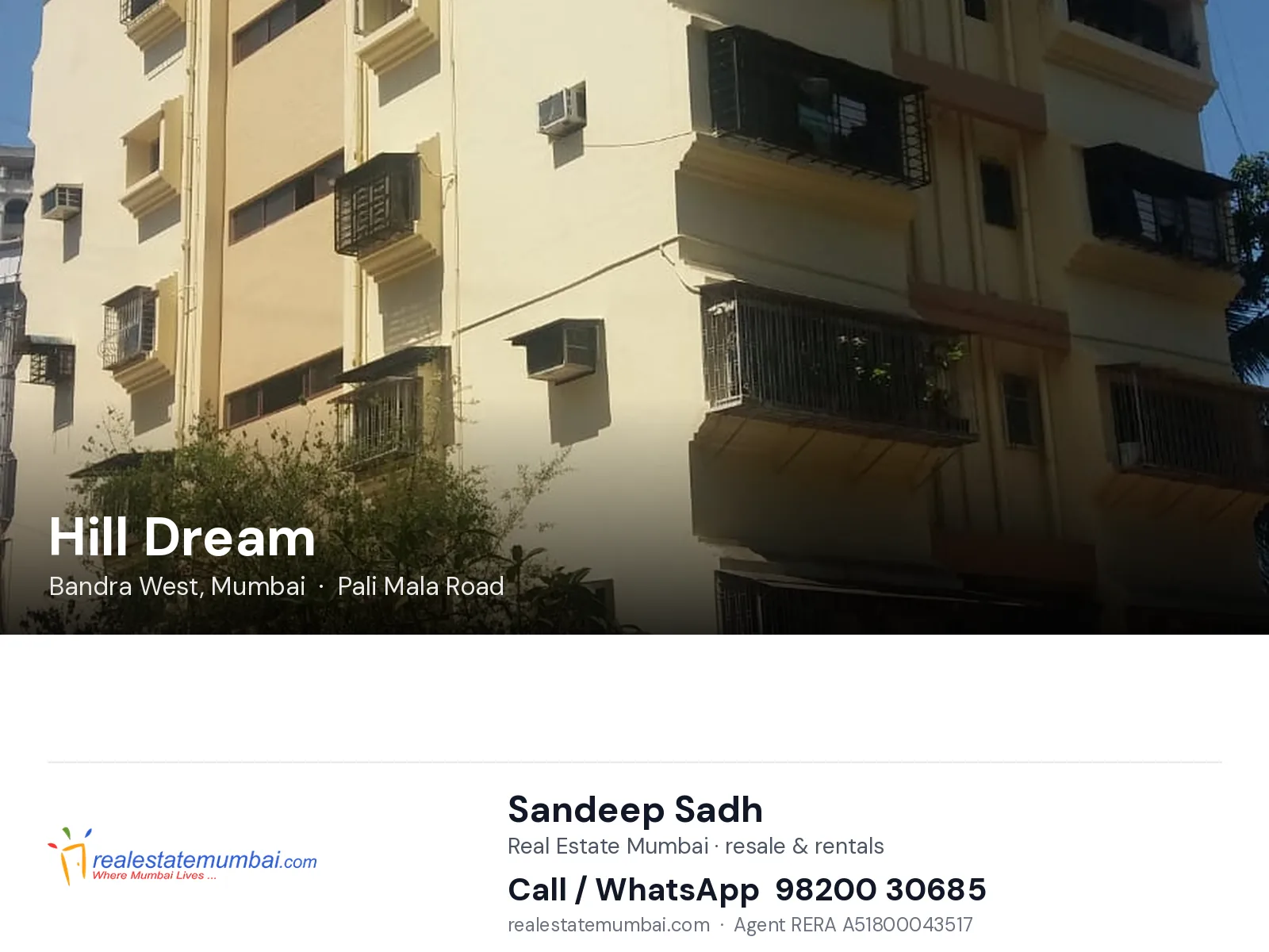Hill Dream, Bandra West, Mumbai — flats | Real Estate Mumbai, Sandeep Sadh 98200 30685