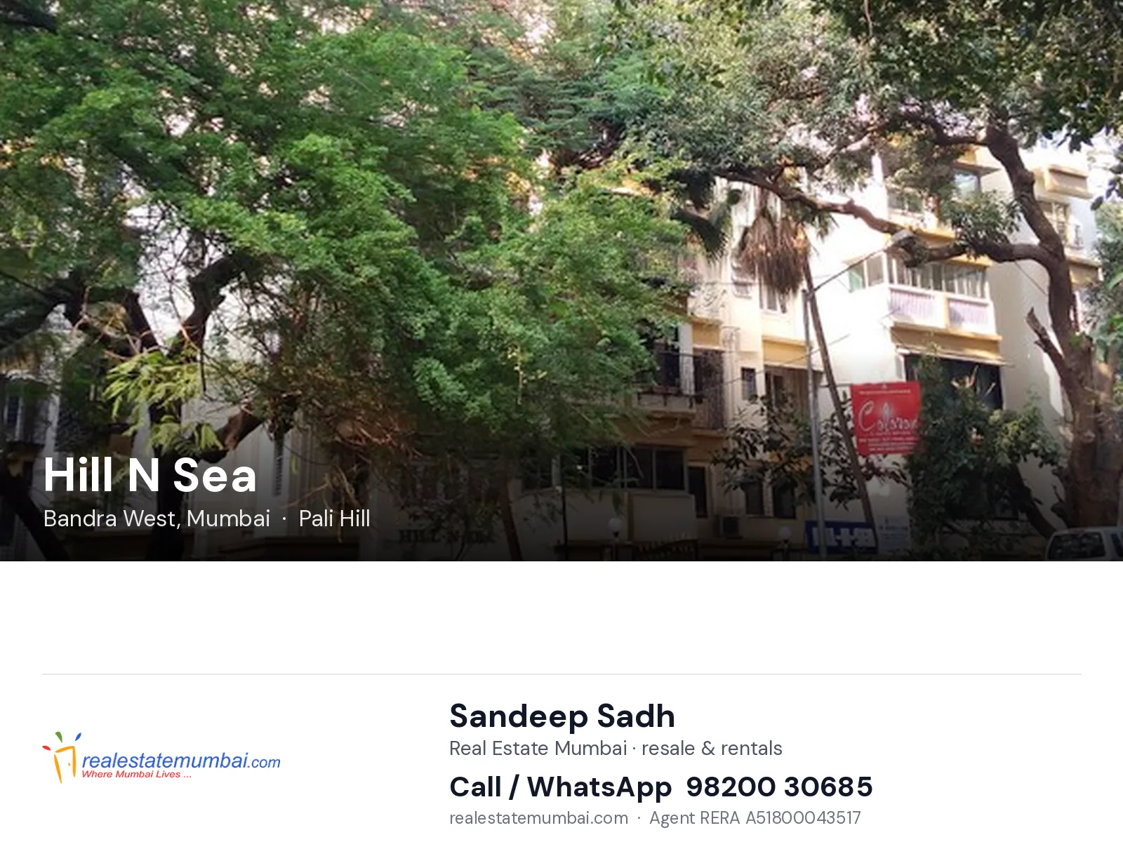 Hill N Sea, Bandra West, Mumbai — flats | Real Estate Mumbai, Sandeep Sadh 98200 30685