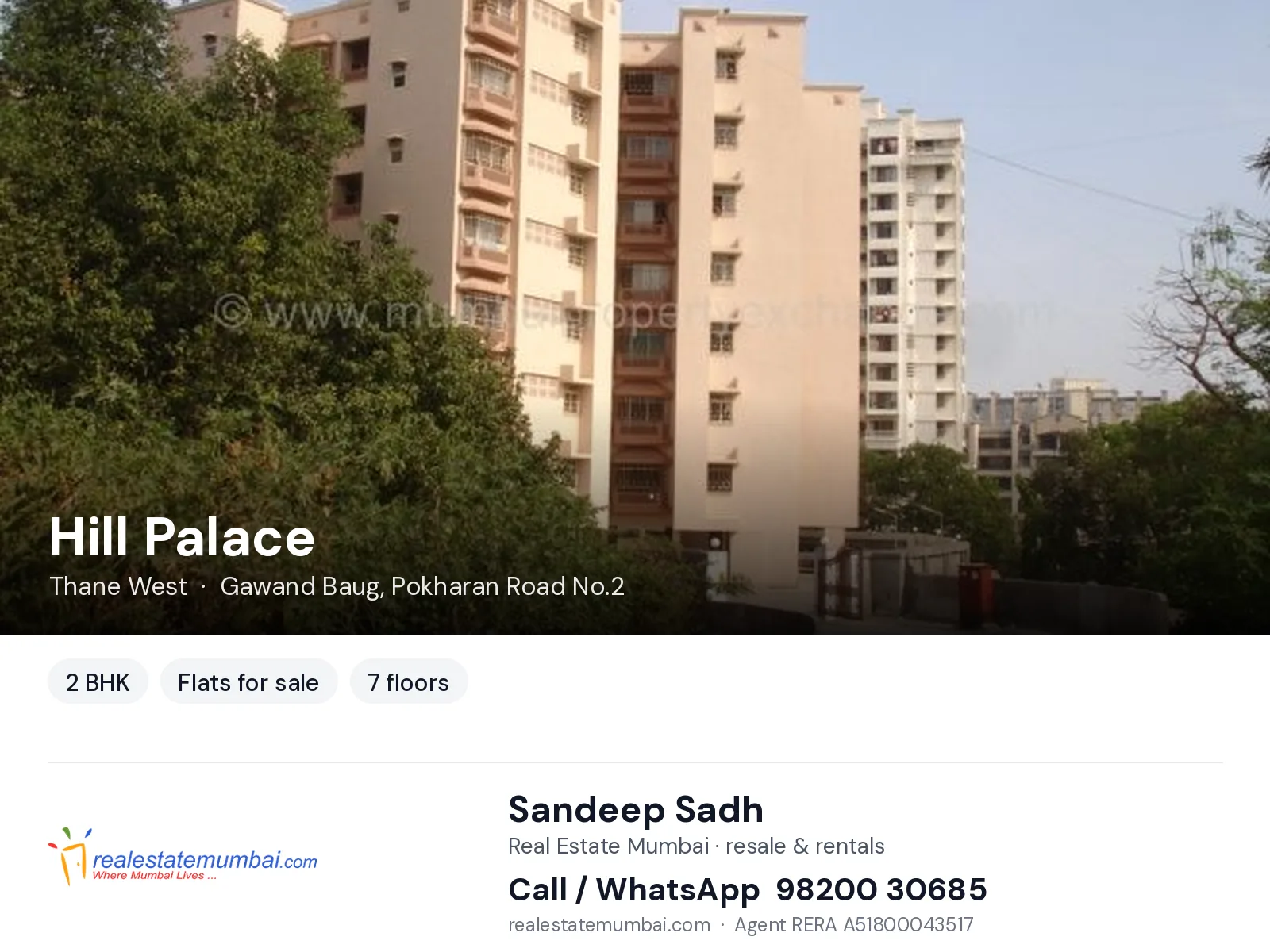 Hill Palace, Thane West — 2 BHK flats for sale | Real Estate Mumbai, Sandeep Sadh 98200 30685