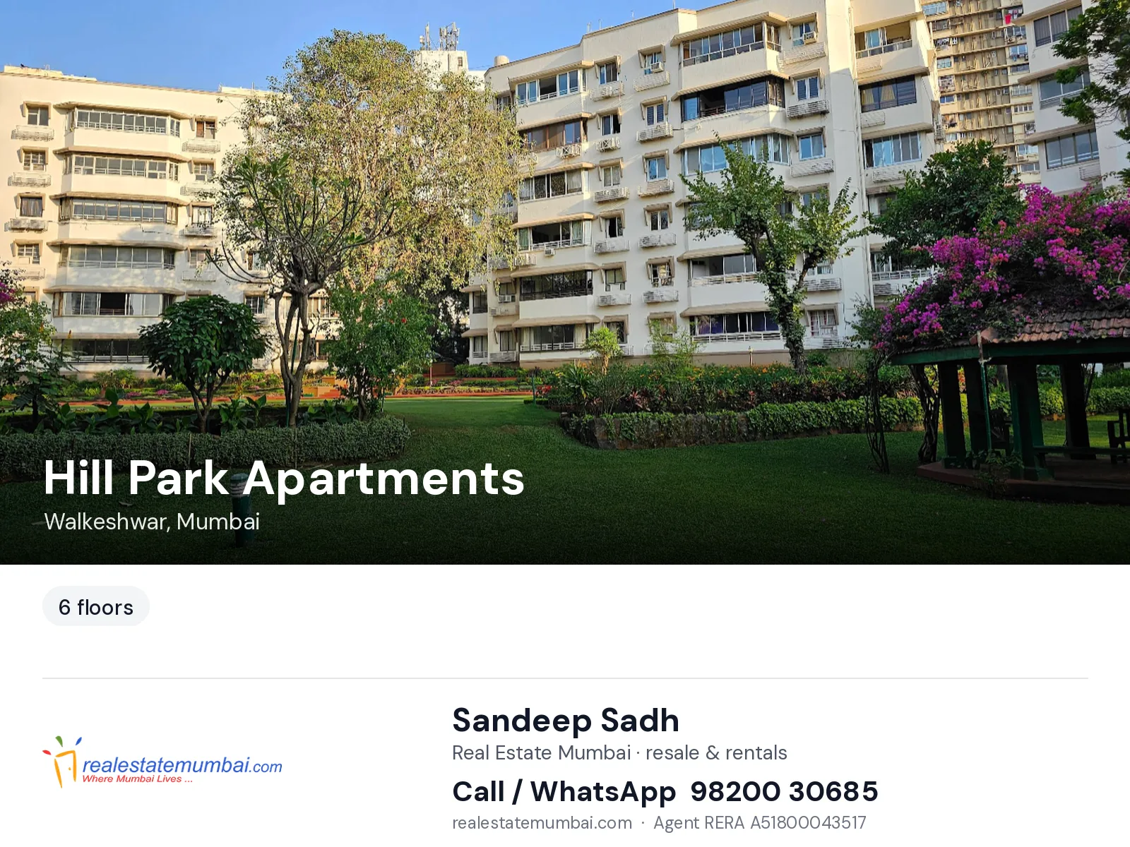 Hill Park Apartments, Walkeshwar, Mumbai — flats | Real Estate Mumbai, Sandeep Sadh 98200 30685