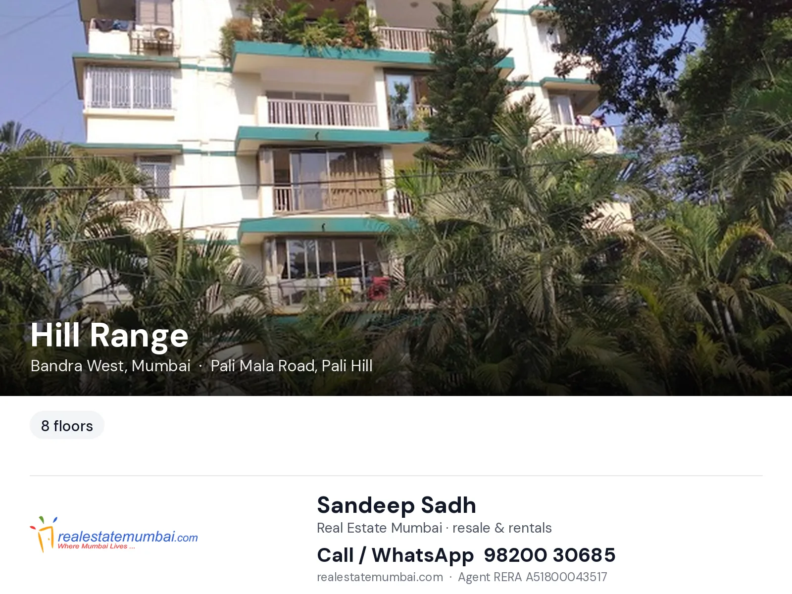 Hill Range, Bandra West, Mumbai — flats | Real Estate Mumbai, Sandeep Sadh 98200 30685