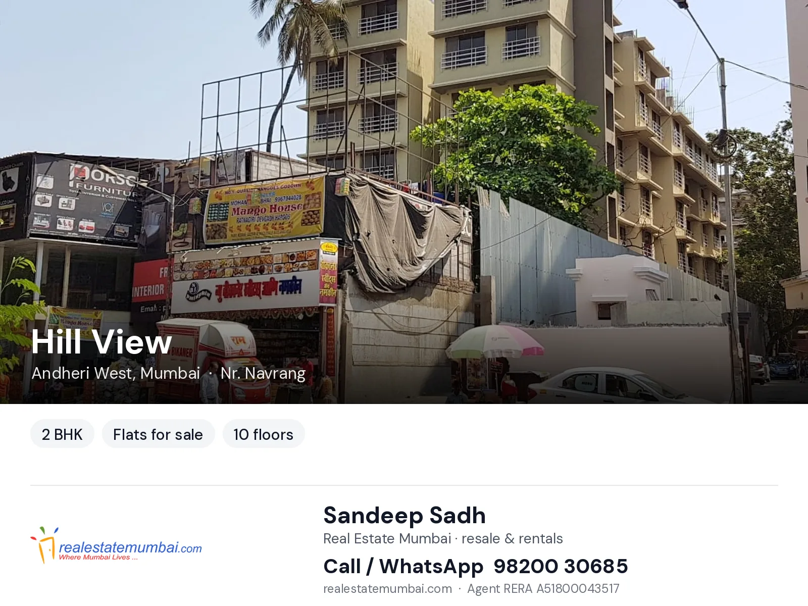 Hill View, Andheri West, Mumbai — 2 BHK flats for sale | Real Estate Mumbai, Sandeep Sadh 98200 30685