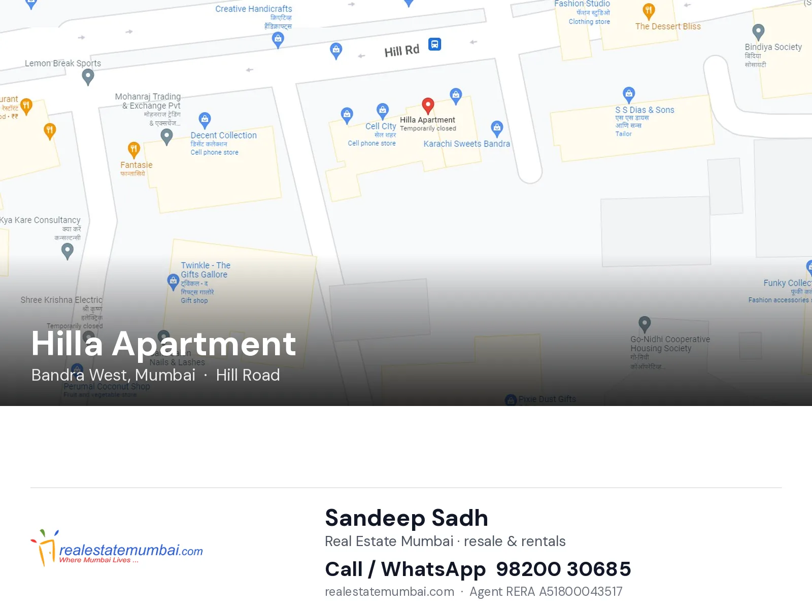 Hilla Apartment, Bandra West, Mumbai — flats | Real Estate Mumbai, Sandeep Sadh 98200 30685