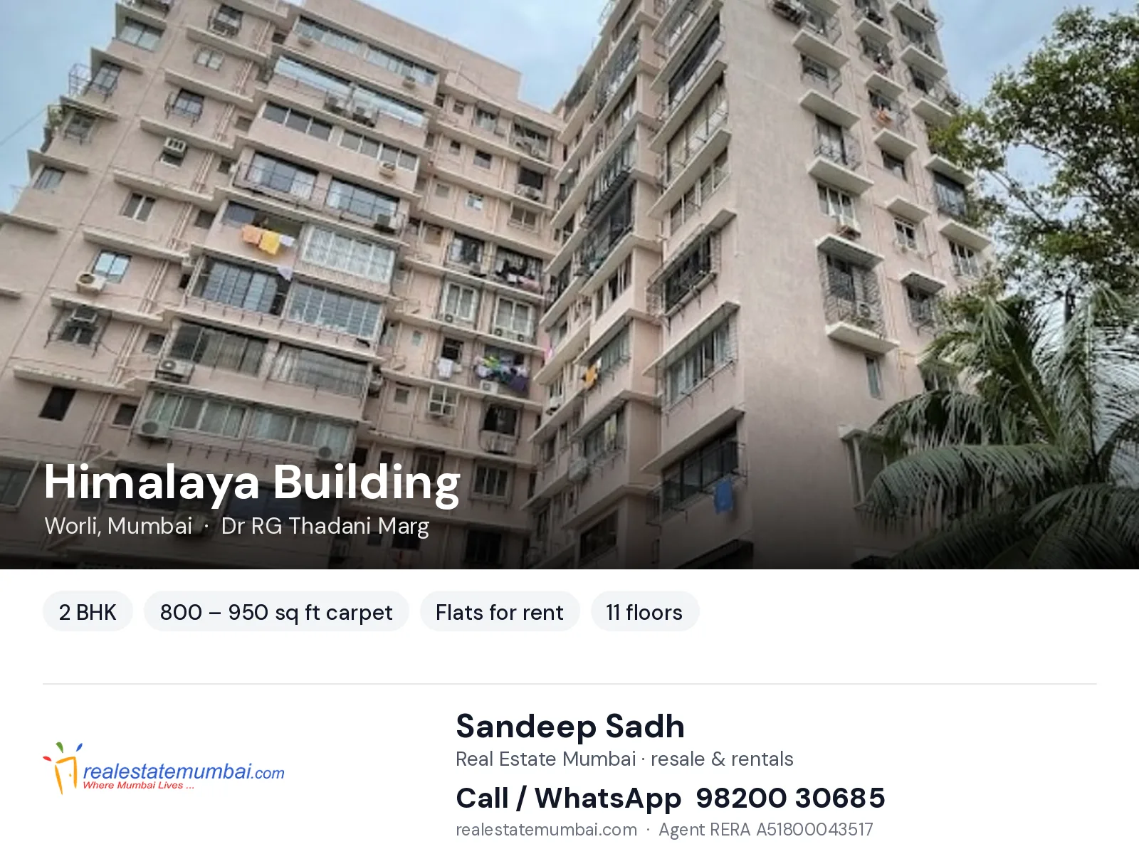 Himalaya Building, Worli, Mumbai — 2 BHK flats for rent | Real Estate Mumbai, Sandeep Sadh 98200 30685