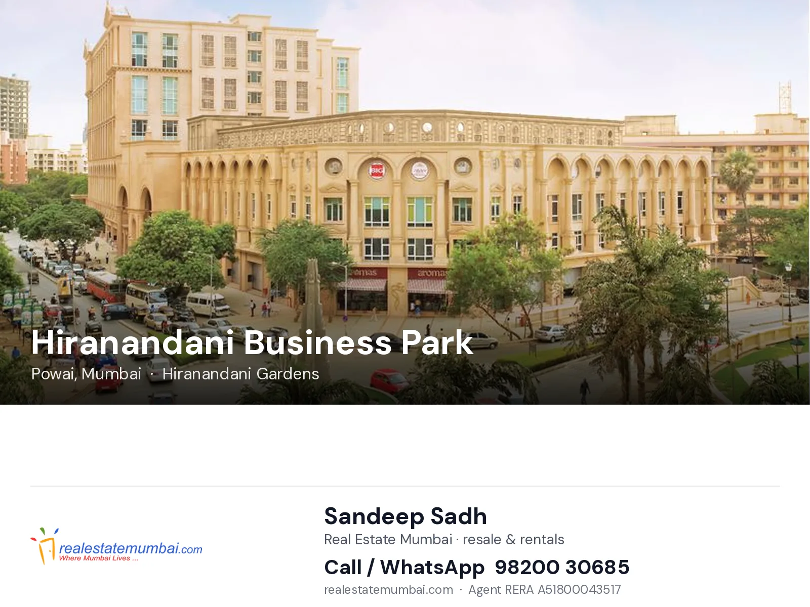 Hiranandani Business Park, Powai, Mumbai — flats | Real Estate Mumbai, Sandeep Sadh 98200 30685