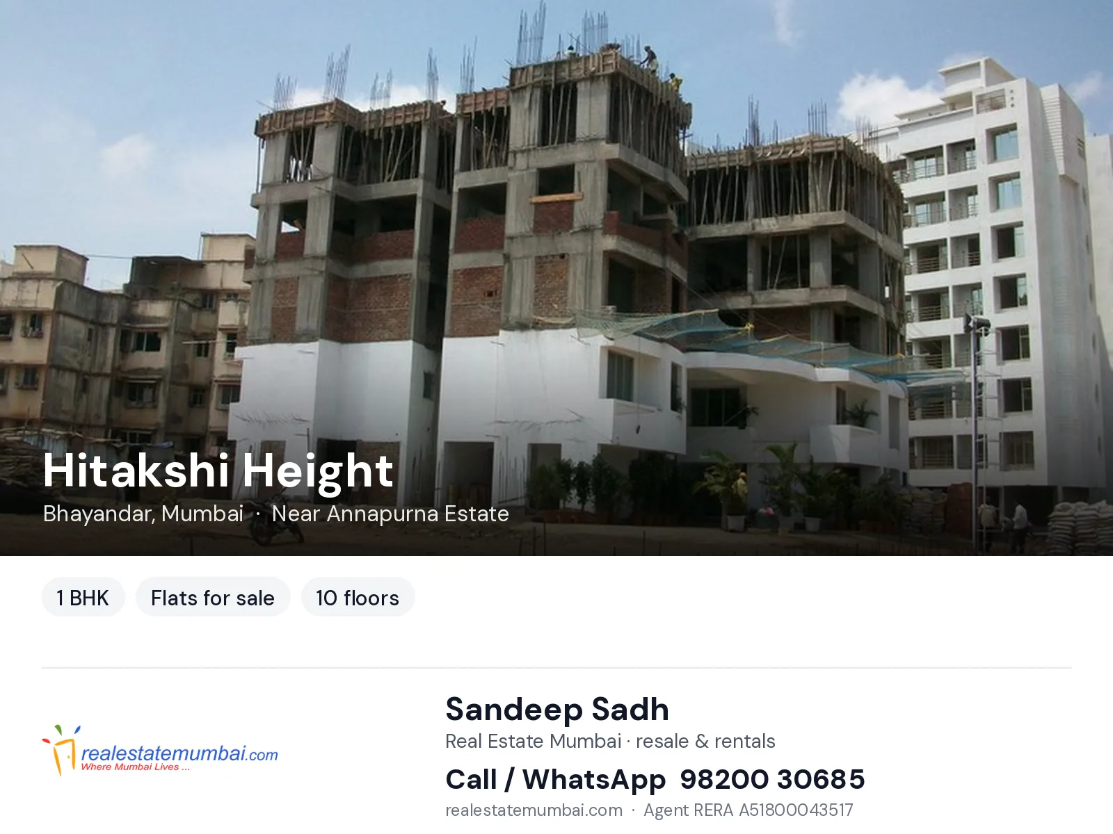 Hitakshi Height, Bhayandar, Mumbai — 1 BHK flats for sale | Real Estate Mumbai, Sandeep Sadh 98200 30685