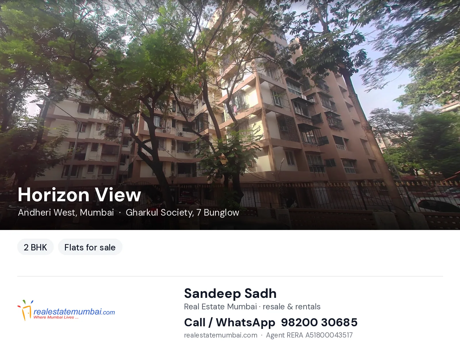 Horizon View, Andheri West, Mumbai — 2 BHK flats for sale | Real Estate Mumbai, Sandeep Sadh 98200 30685