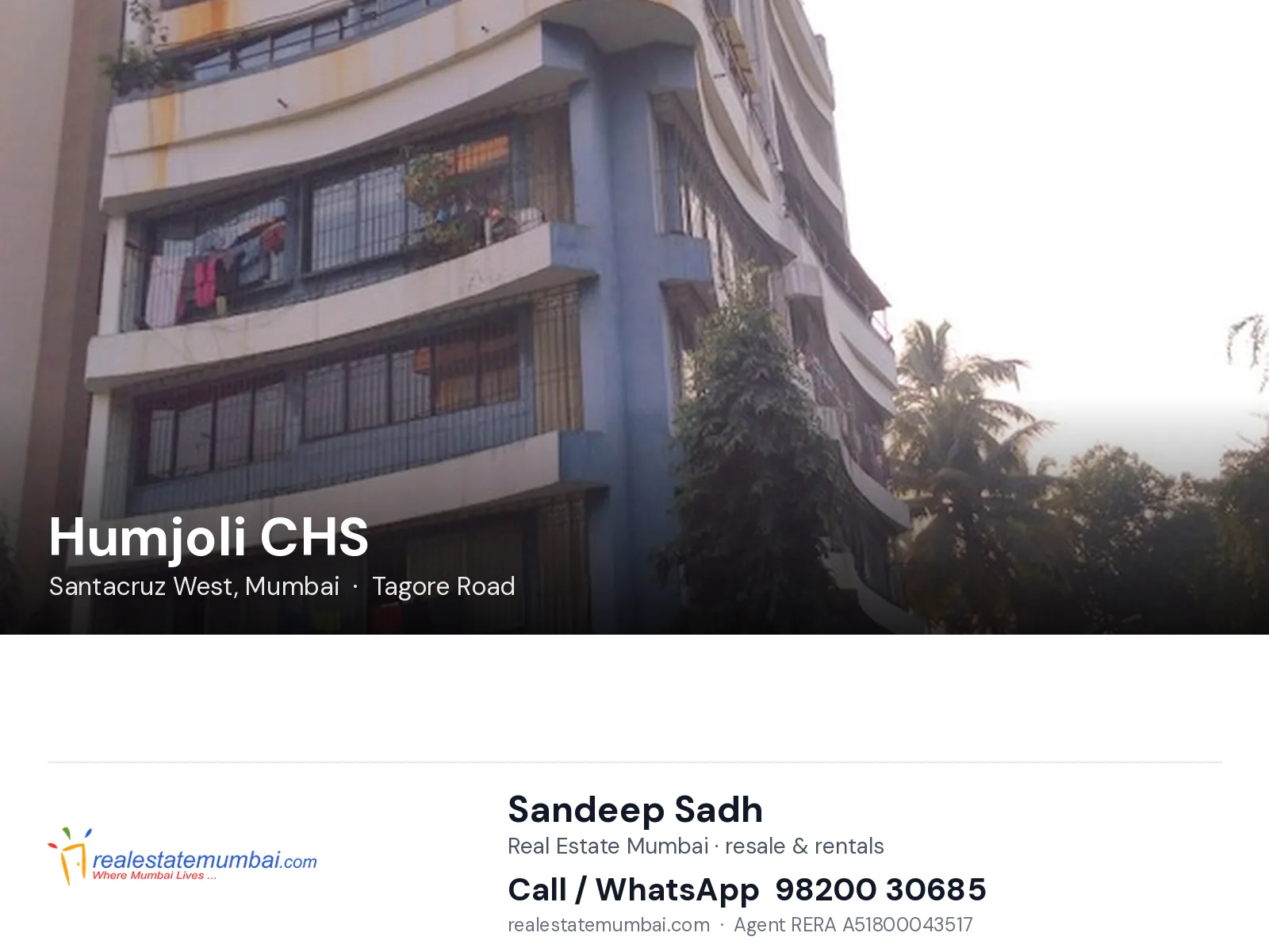 Humjoli CHS, Santacruz West, Mumbai — flats | Real Estate Mumbai, Sandeep Sadh 98200 30685