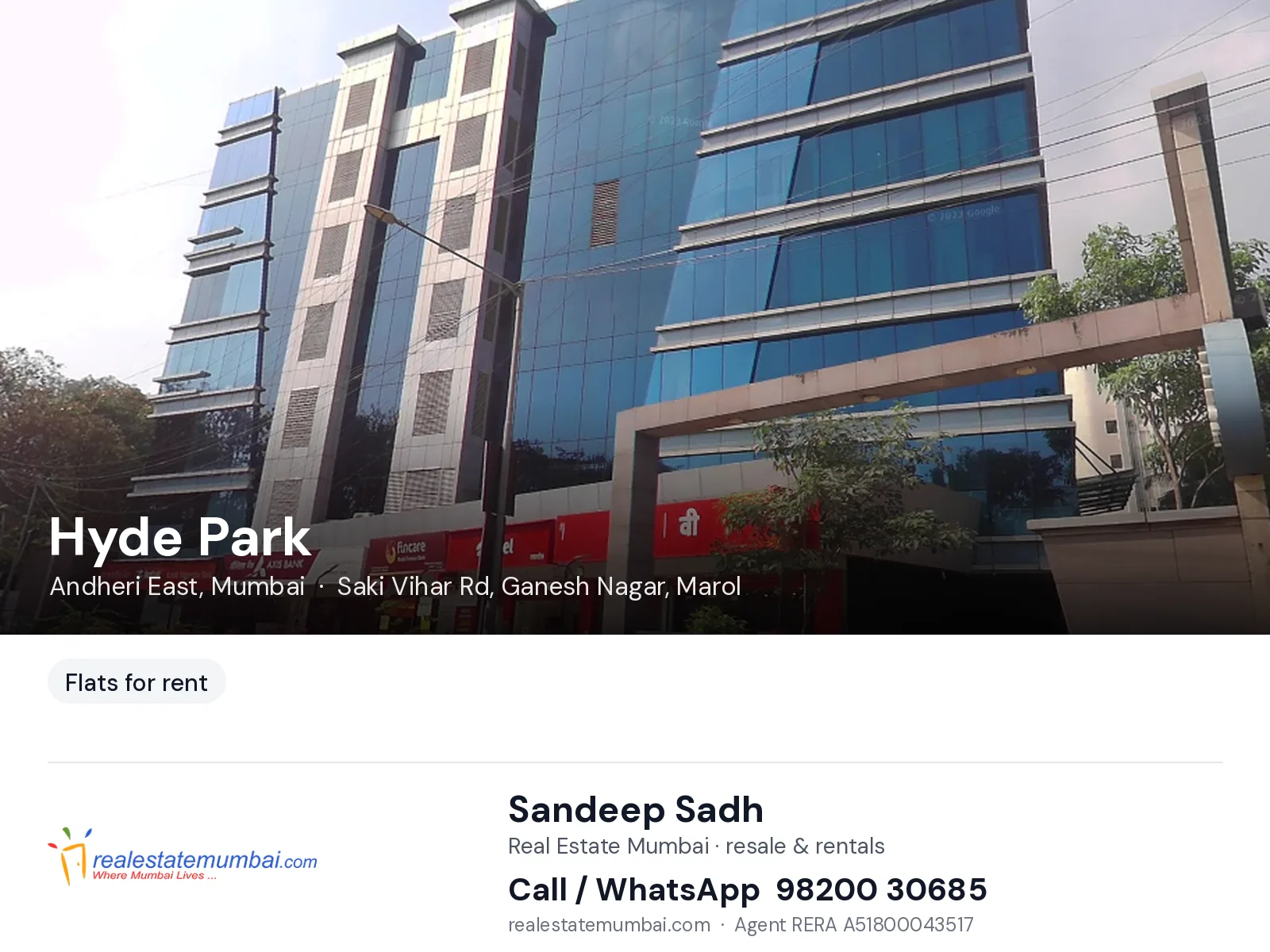 Hyde Park, Andheri East, Mumbai — flats for rent | Real Estate Mumbai, Sandeep Sadh 98200 30685