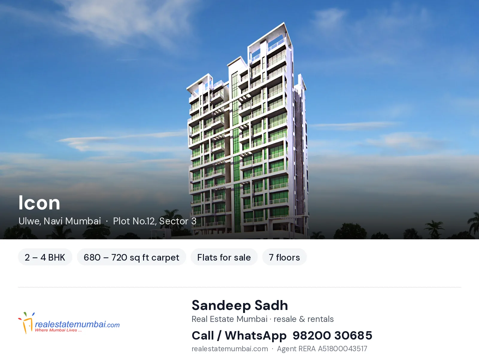 Icon, Ulwe, Navi Mumbai — 2 – 4 BHK flats for sale | Real Estate Mumbai, Sandeep Sadh 98200 30685