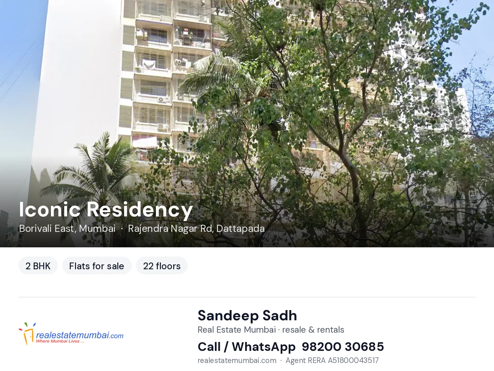 Iconic Residency, Borivali East, Mumbai — 2 BHK flats for sale | Real Estate Mumbai, Sandeep Sadh 98200 30685