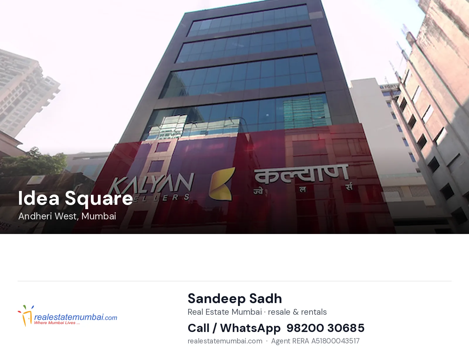 Idea Square, Andheri West, Mumbai — flats | Real Estate Mumbai, Sandeep Sadh 98200 30685