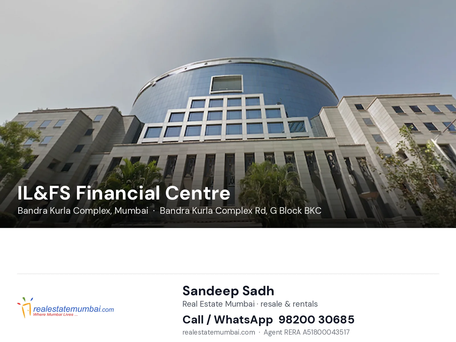 IL&FS Financial Centre, Bandra Kurla Complex, Mumbai — flats | Real Estate Mumbai, Sandeep Sadh 98200 30685