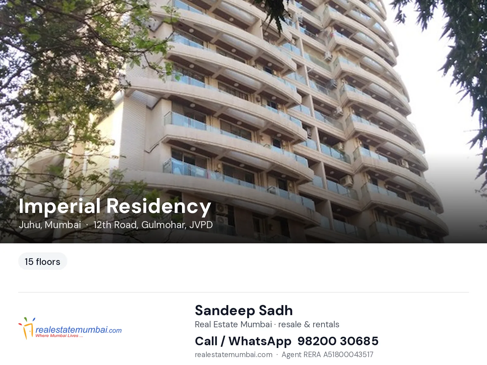 Imperial Residency, Juhu, Mumbai — flats | Real Estate Mumbai, Sandeep Sadh 98200 30685