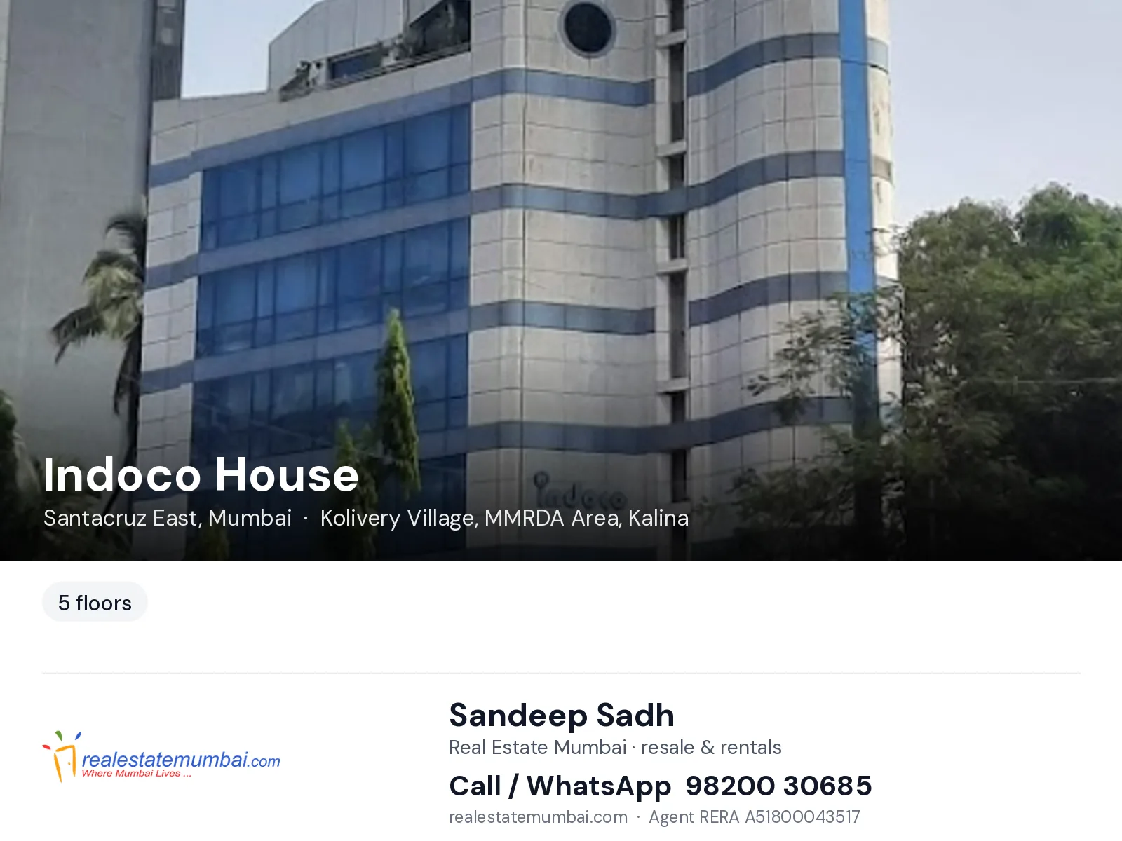 Indoco House, Santacruz East, Mumbai — flats | Real Estate Mumbai, Sandeep Sadh 98200 30685