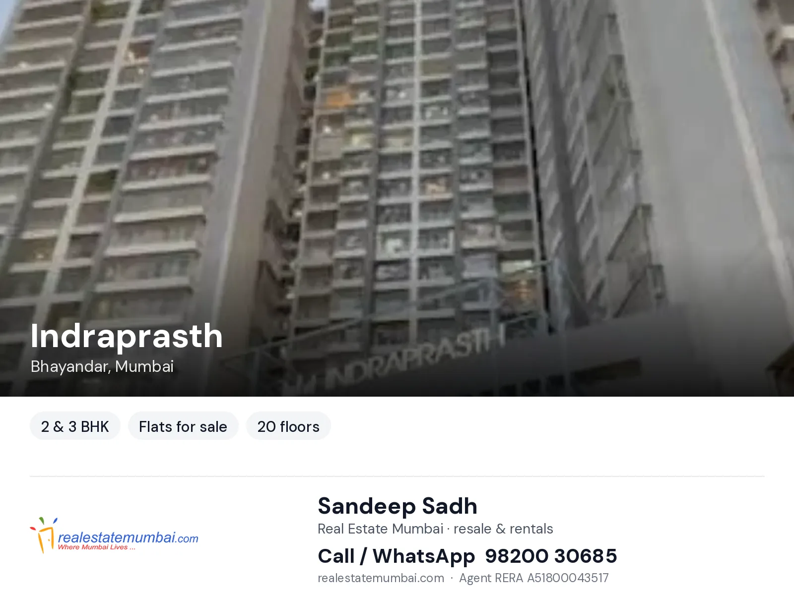 Indraprasth, Bhayandar, Mumbai — 2 & 3 BHK flats for sale | Real Estate Mumbai, Sandeep Sadh 98200 30685