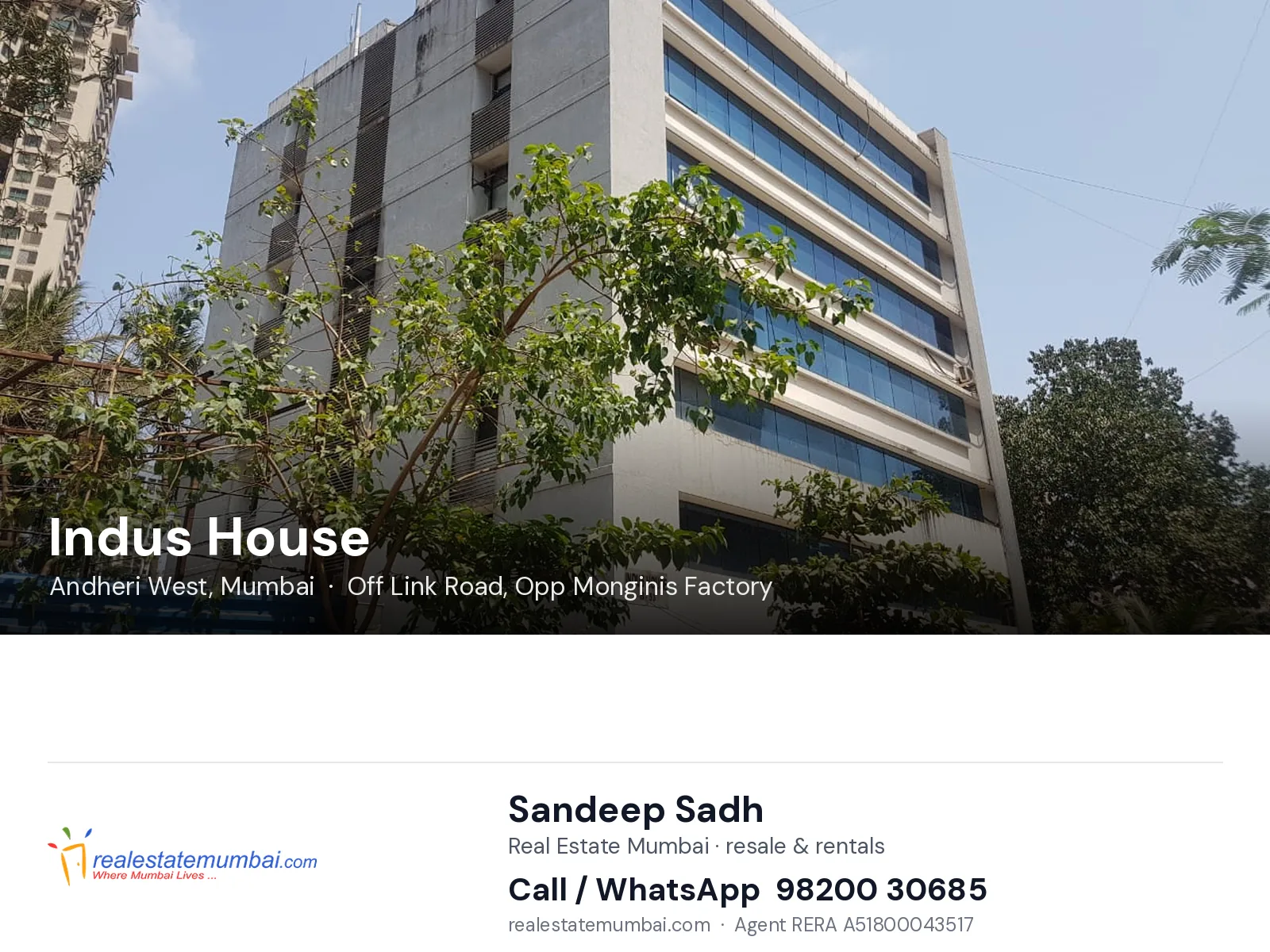 Indus House, Andheri West, Mumbai — flats | Real Estate Mumbai, Sandeep Sadh 98200 30685
