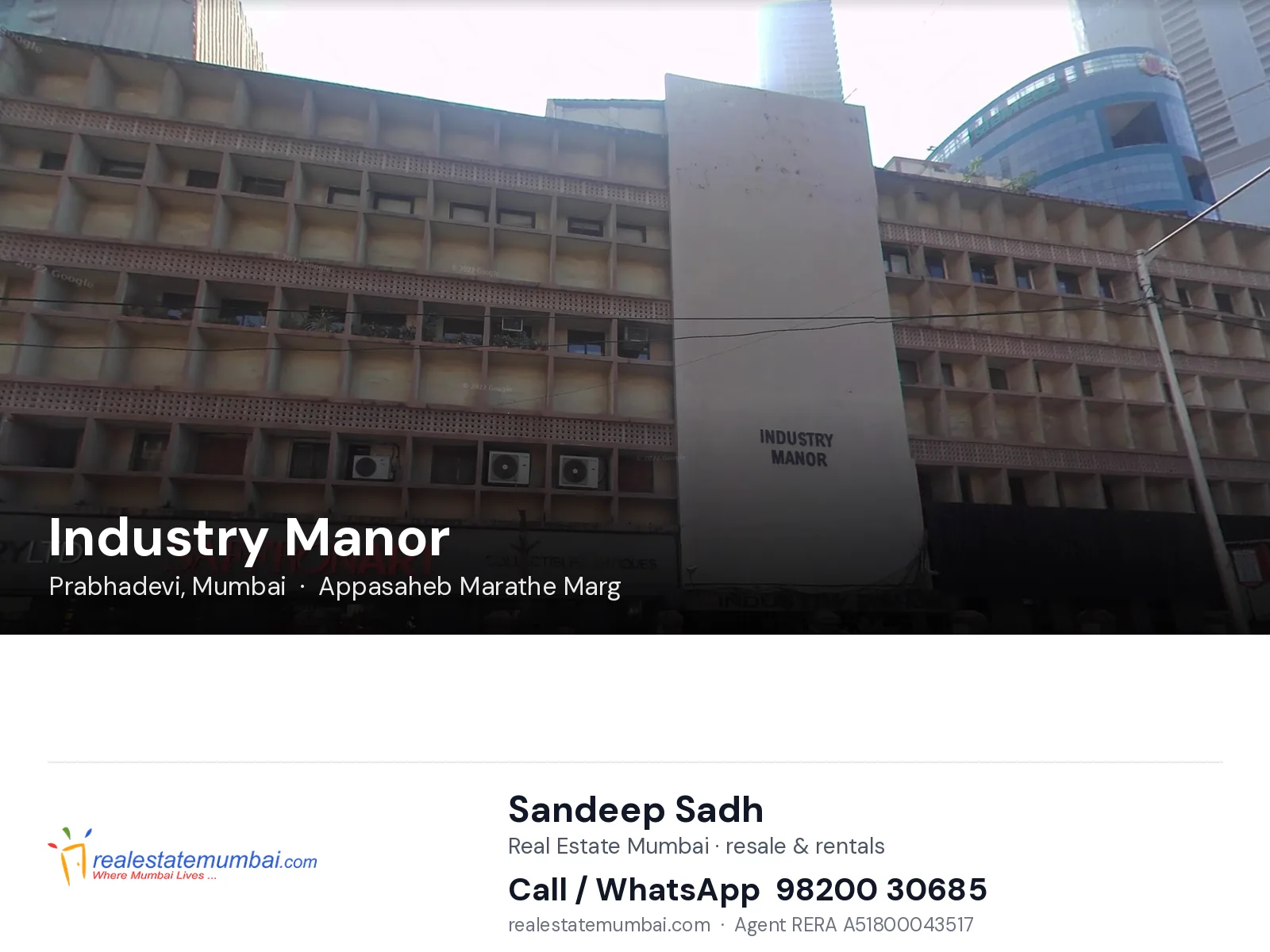 Industry Manor, Prabhadevi, Mumbai — flats | Real Estate Mumbai, Sandeep Sadh 98200 30685