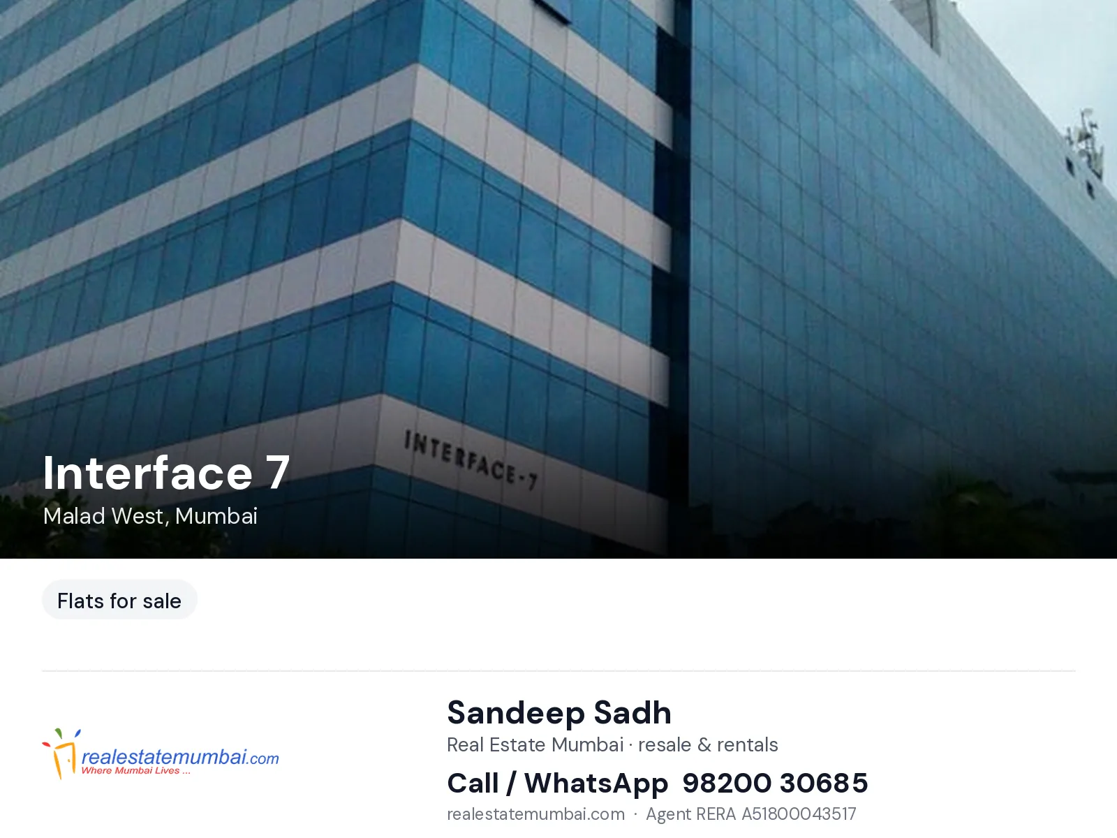 Interface 7, Malad West, Mumbai — flats for sale | Real Estate Mumbai, Sandeep Sadh 98200 30685