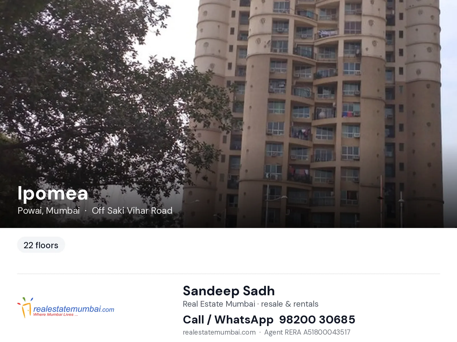 Ipomea, Powai, Mumbai — flats | Real Estate Mumbai, Sandeep Sadh 98200 30685
