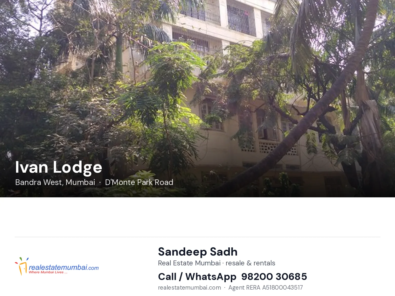 Ivan Lodge, Bandra West, Mumbai — flats | Real Estate Mumbai, Sandeep Sadh 98200 30685