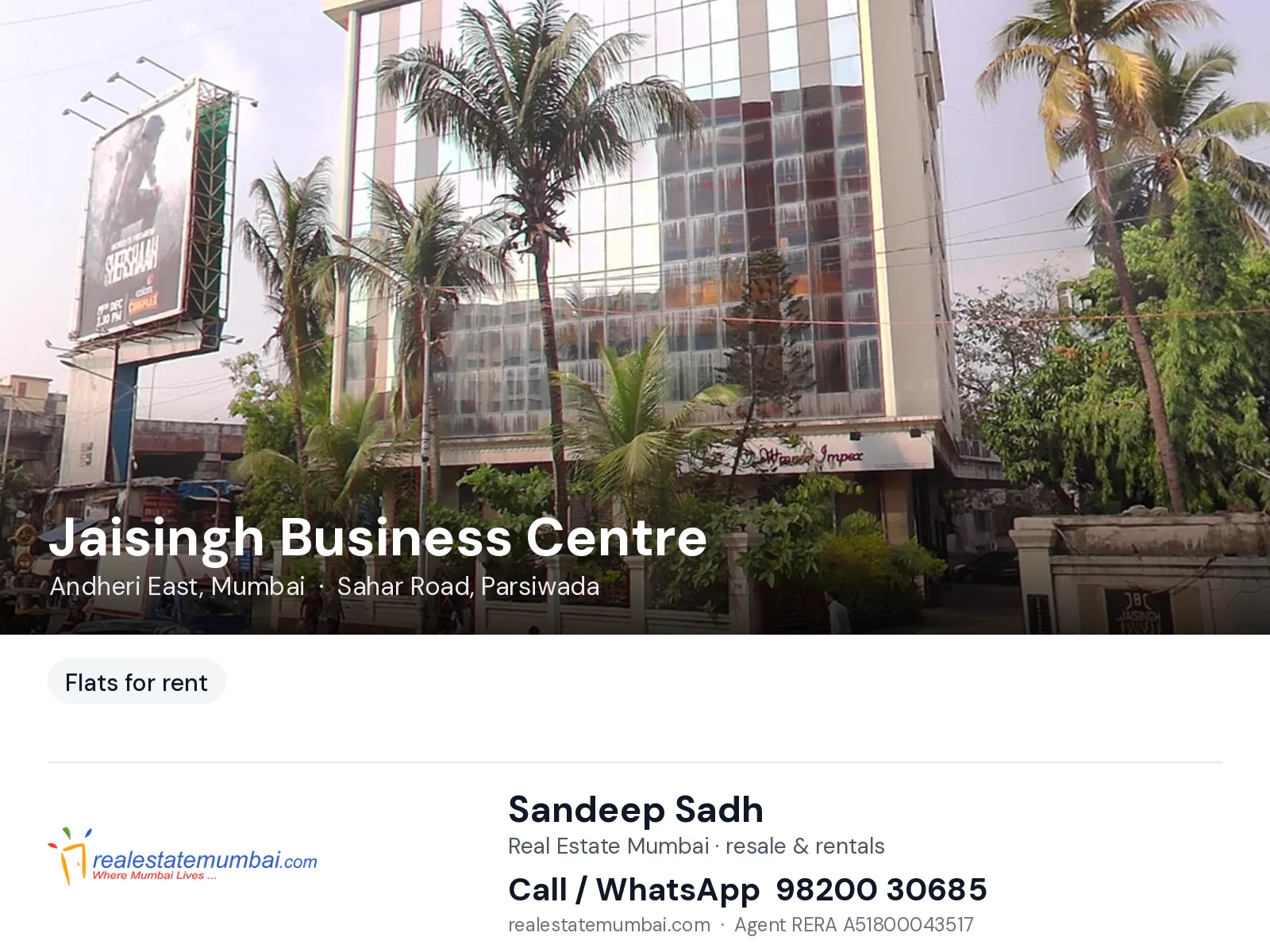 Jaisingh Business Centre, Andheri East, Mumbai — flats for rent | Real Estate Mumbai, Sandeep Sadh 98200 30685