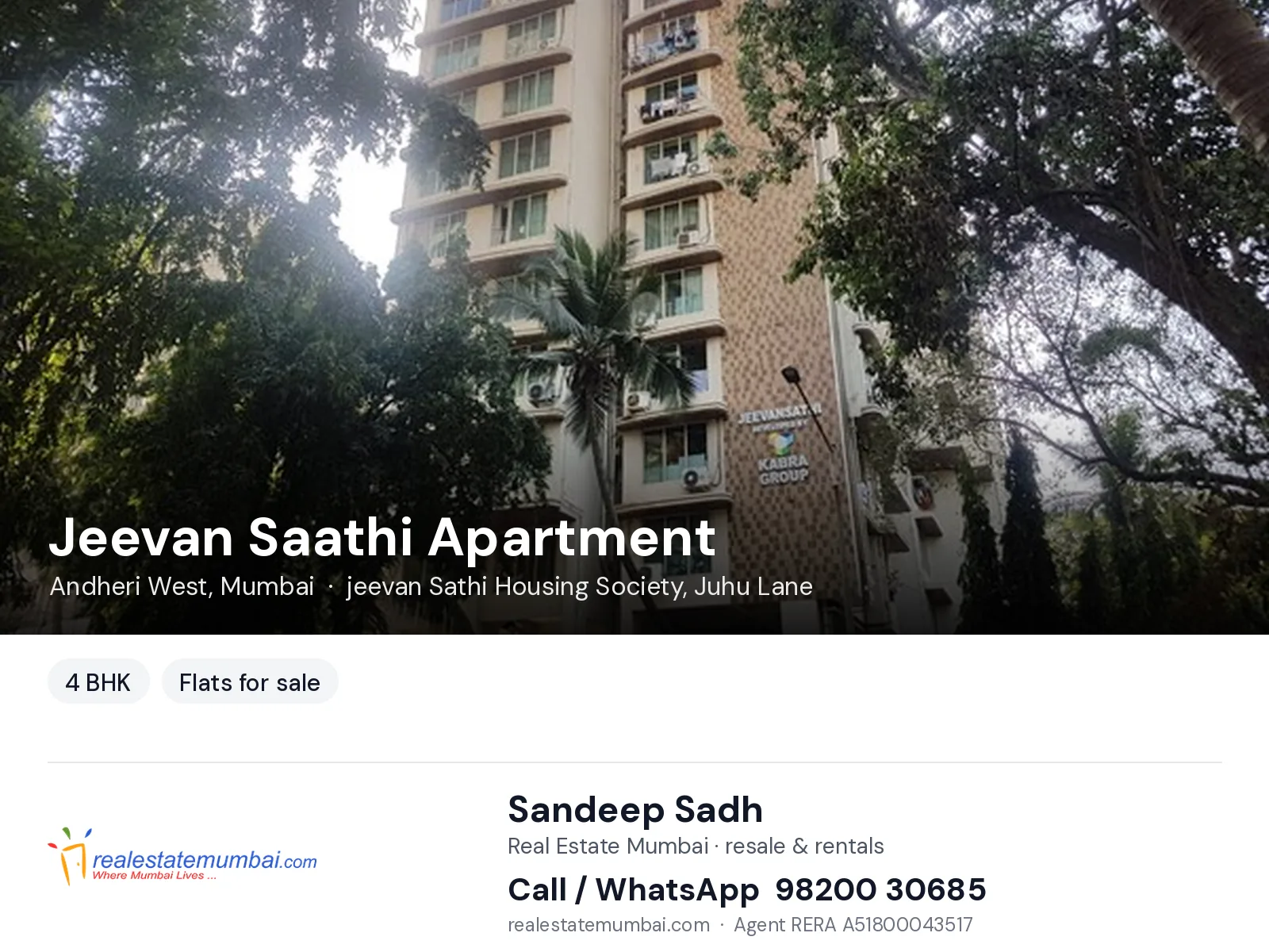 Jeevan Saathi Apartment, Andheri West, Mumbai — 4 BHK flats for sale | Real Estate Mumbai, Sandeep Sadh 98200 30685