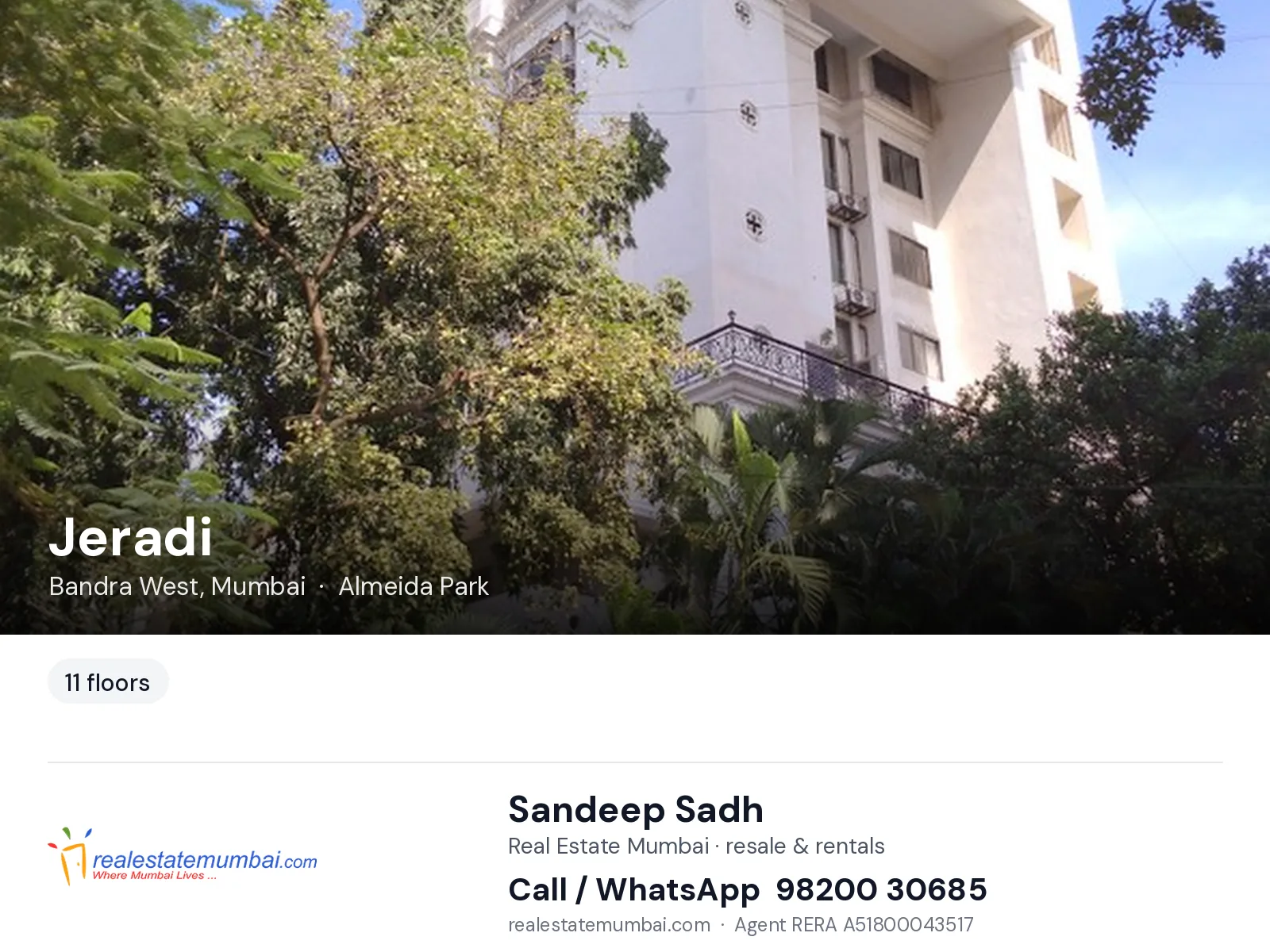 Jeradi, Bandra West, Mumbai — flats | Real Estate Mumbai, Sandeep Sadh 98200 30685