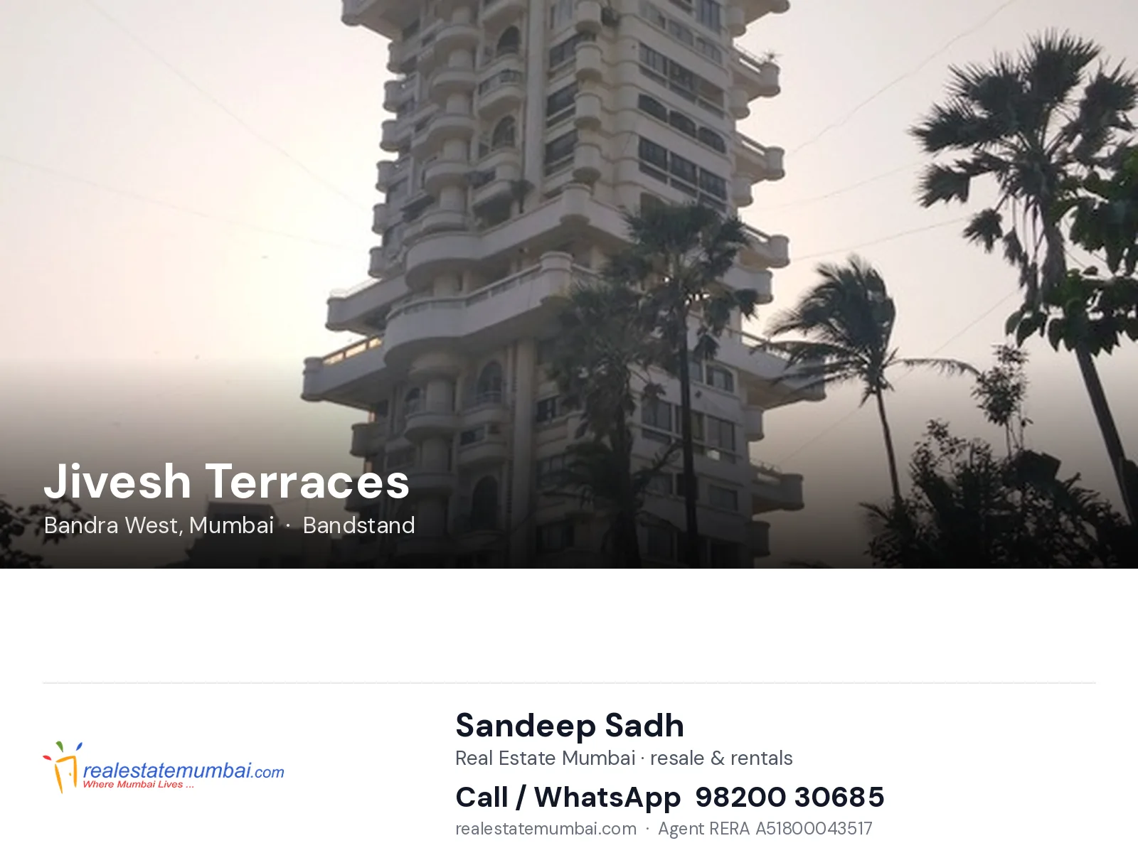 Jivesh Terraces, Bandra West, Mumbai — flats | Real Estate Mumbai, Sandeep Sadh 98200 30685