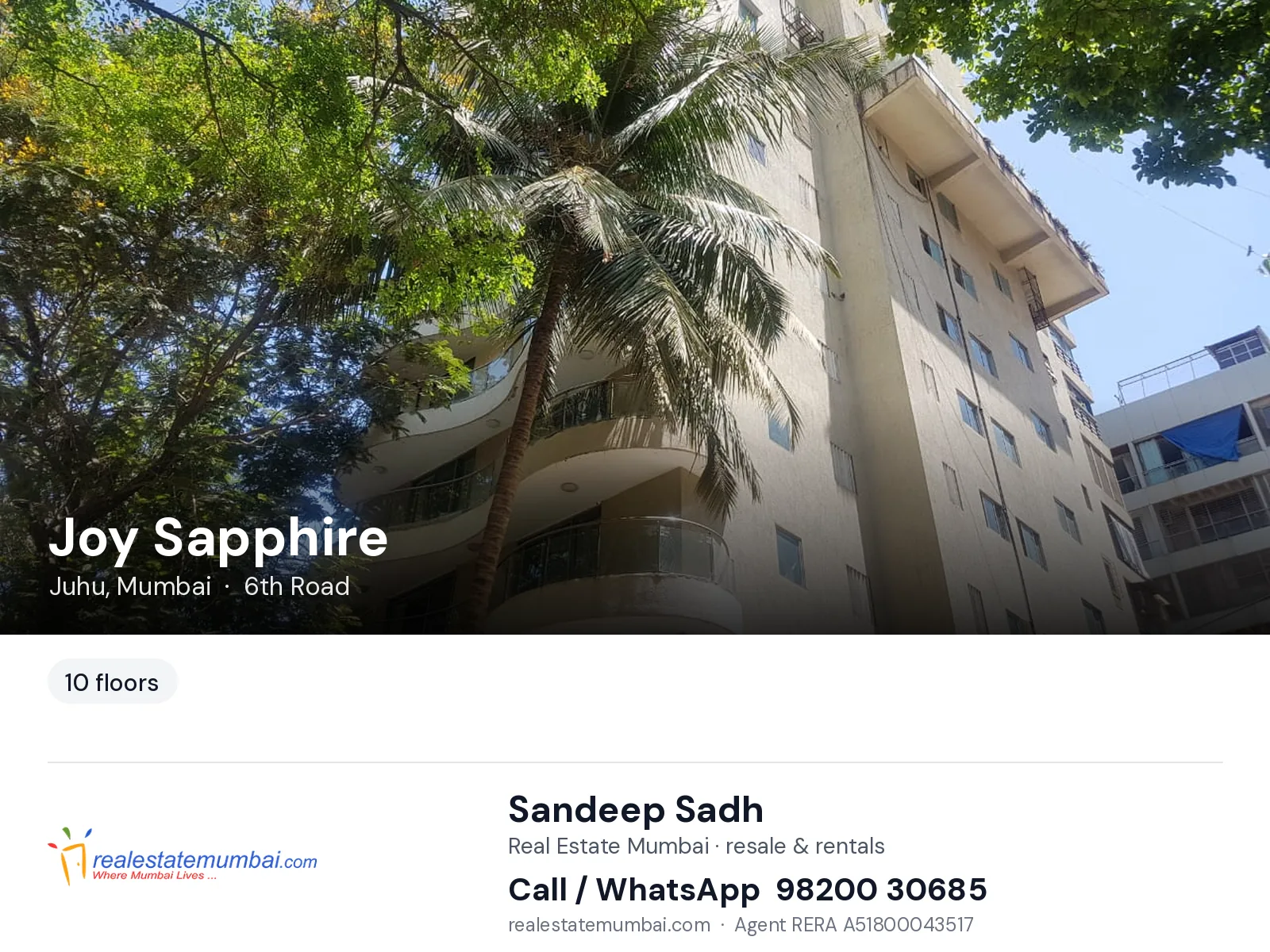 Joy Sapphire, Juhu, Mumbai — flats | Real Estate Mumbai, Sandeep Sadh 98200 30685