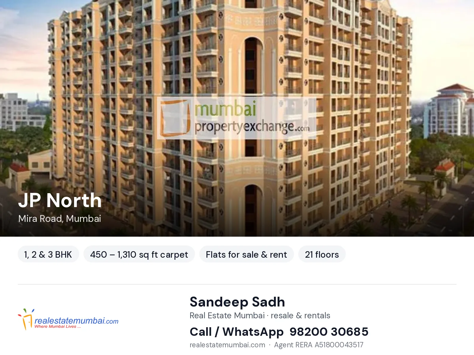 JP North, Mira Road, Mumbai — 1, 2 & 3 BHK flats for sale & rent | Real Estate Mumbai, Sandeep Sadh 98200 30685