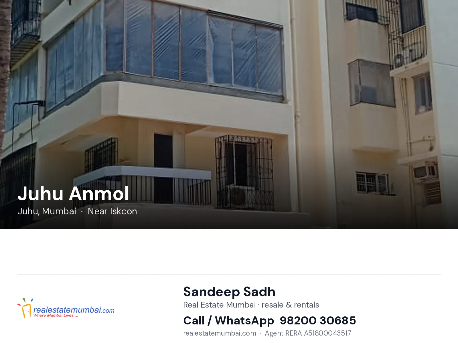 Juhu Anmol, Juhu, Mumbai — flats | Real Estate Mumbai, Sandeep Sadh 98200 30685