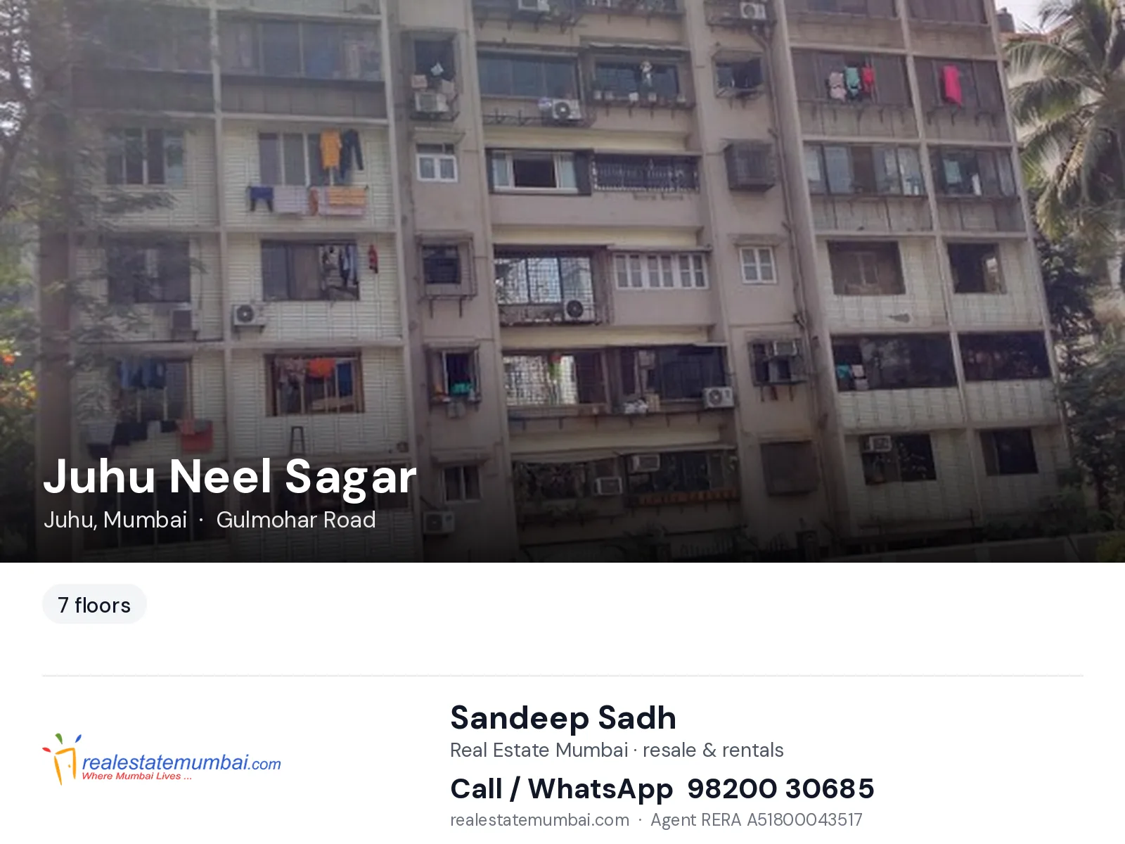 Juhu Neel Sagar, Juhu, Mumbai — flats | Real Estate Mumbai, Sandeep Sadh 98200 30685