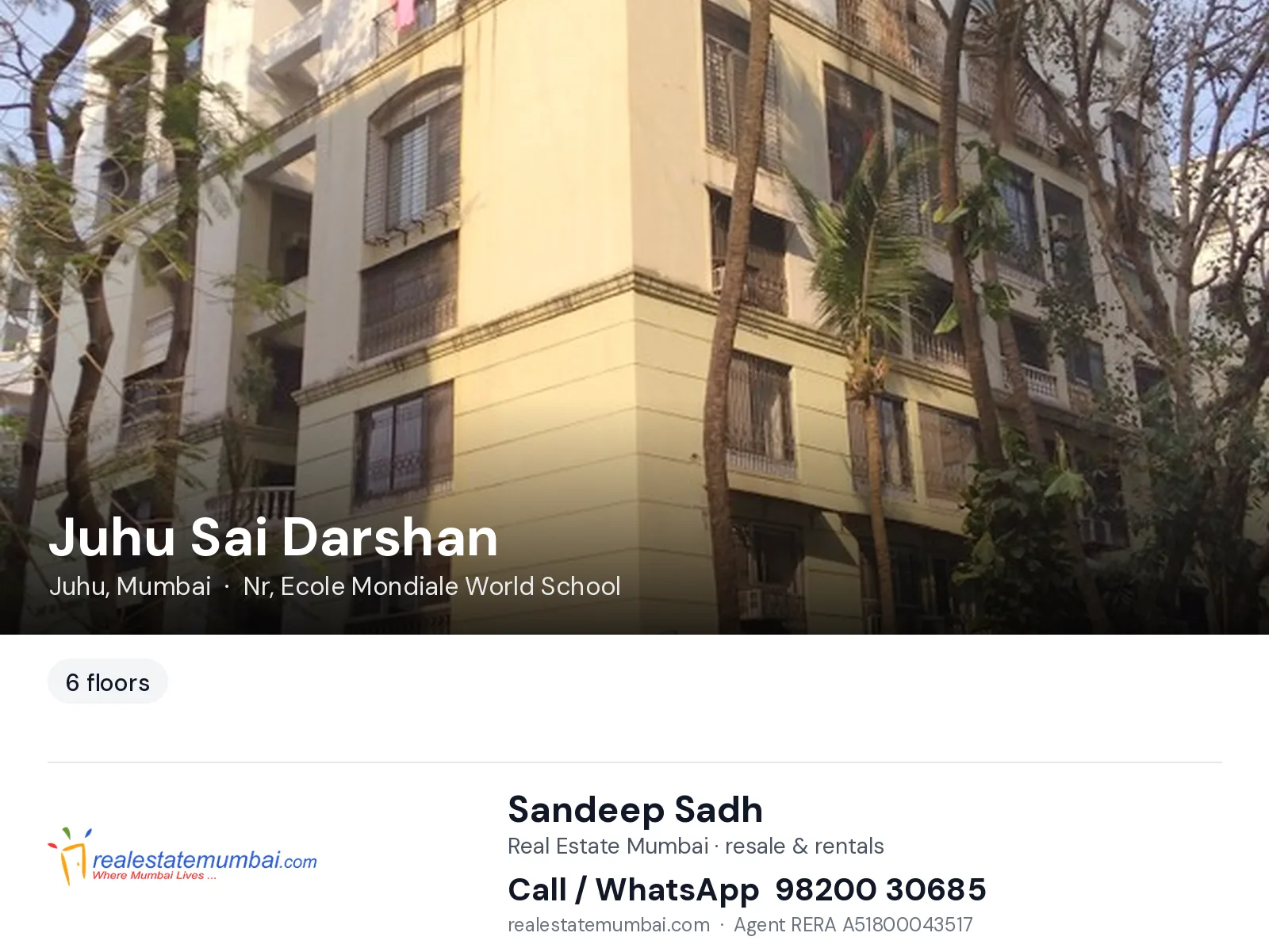 Juhu Sai Darshan, Juhu, Mumbai — flats | Real Estate Mumbai, Sandeep Sadh 98200 30685
