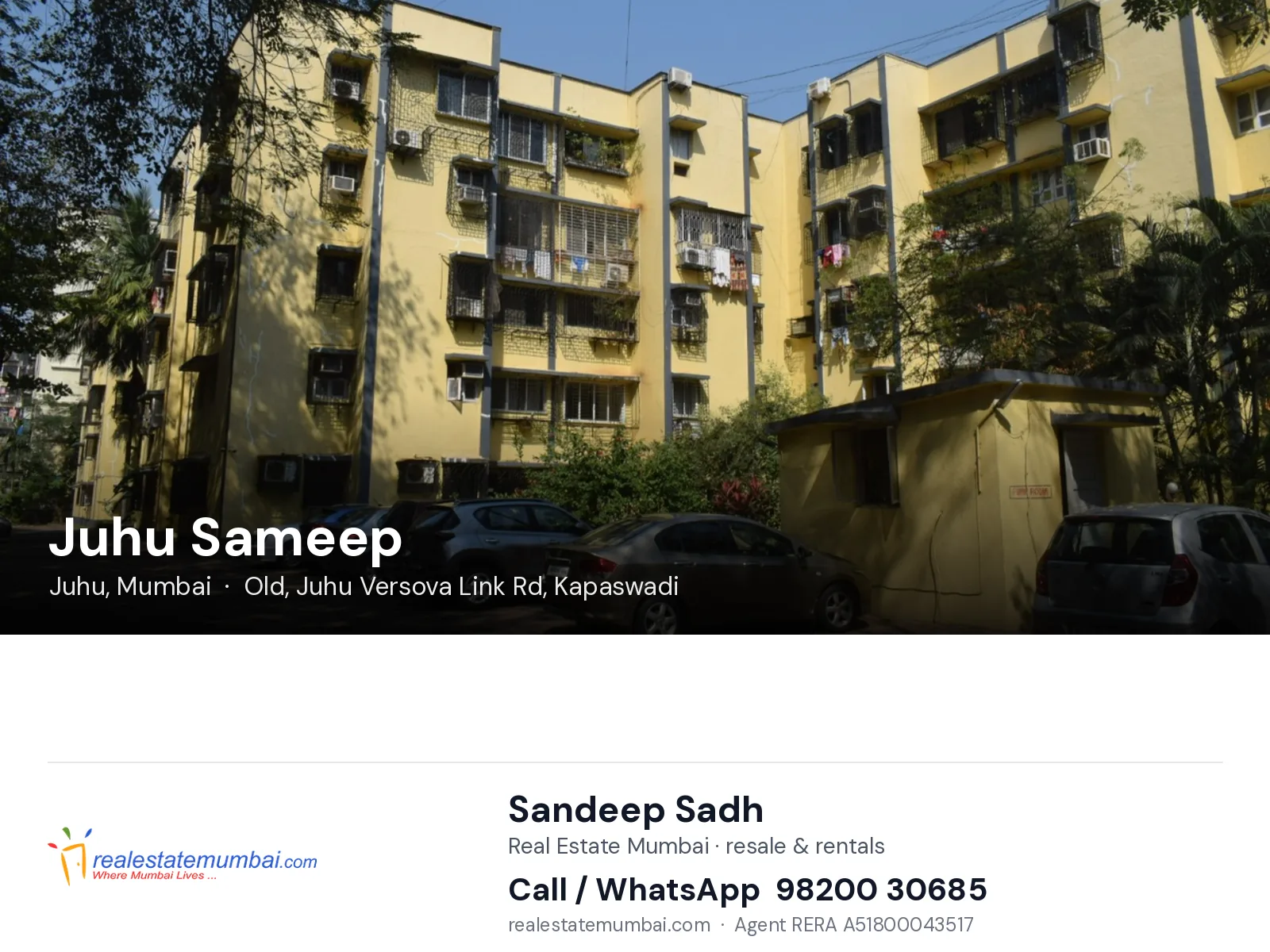 Juhu Sameep, Juhu, Mumbai — flats | Real Estate Mumbai, Sandeep Sadh 98200 30685
