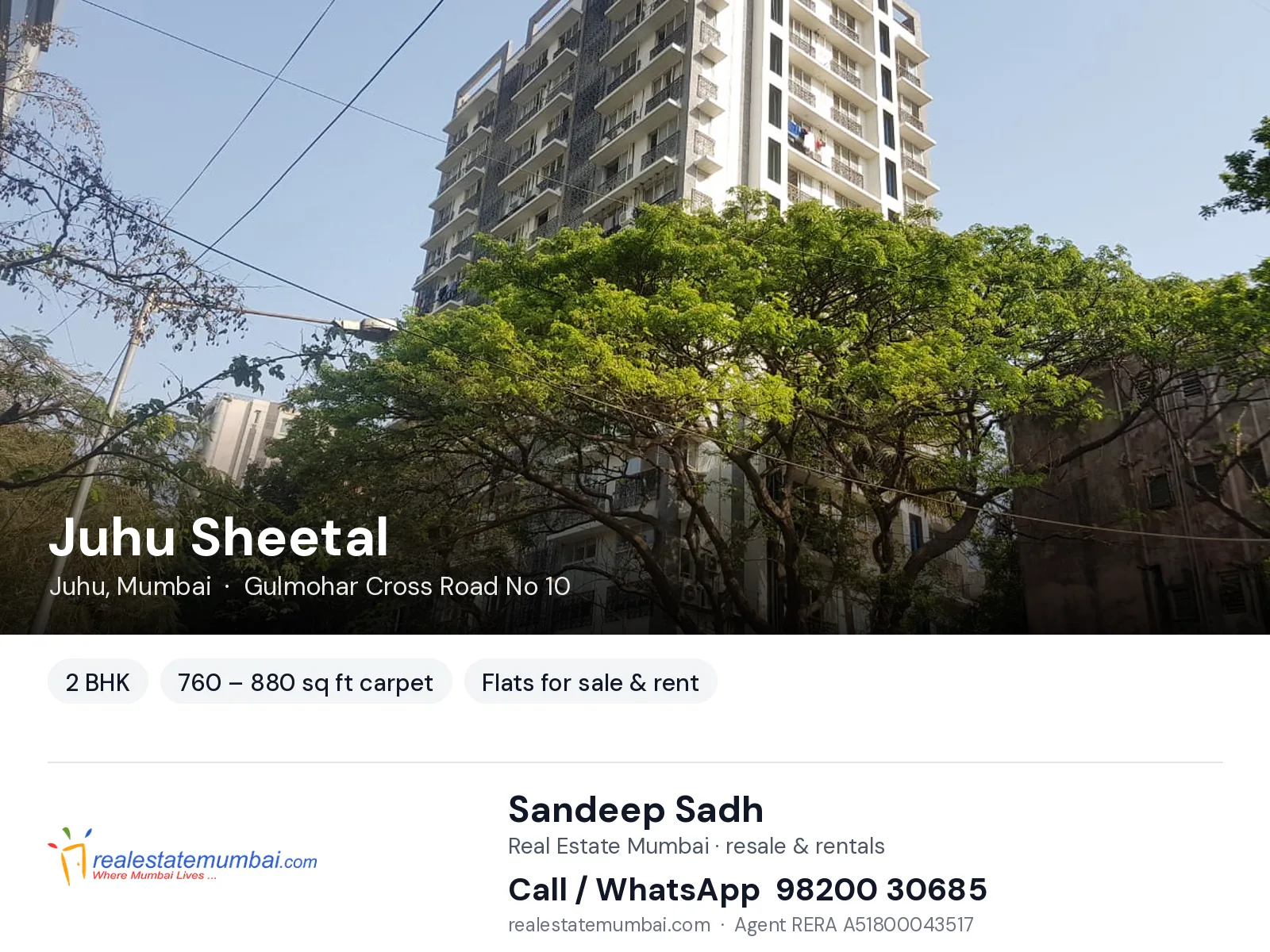 Juhu Sheetal, Juhu, Mumbai — 2 BHK flats for sale & rent | Real Estate Mumbai, Sandeep Sadh 98200 30685