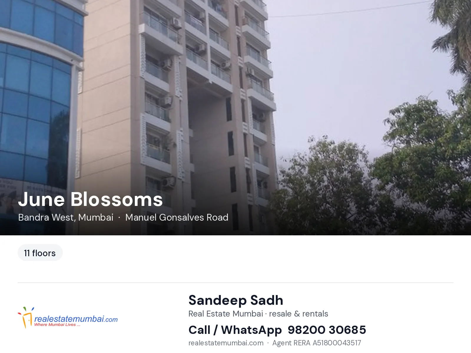 June Blossoms, Bandra West, Mumbai — flats | Real Estate Mumbai, Sandeep Sadh 98200 30685