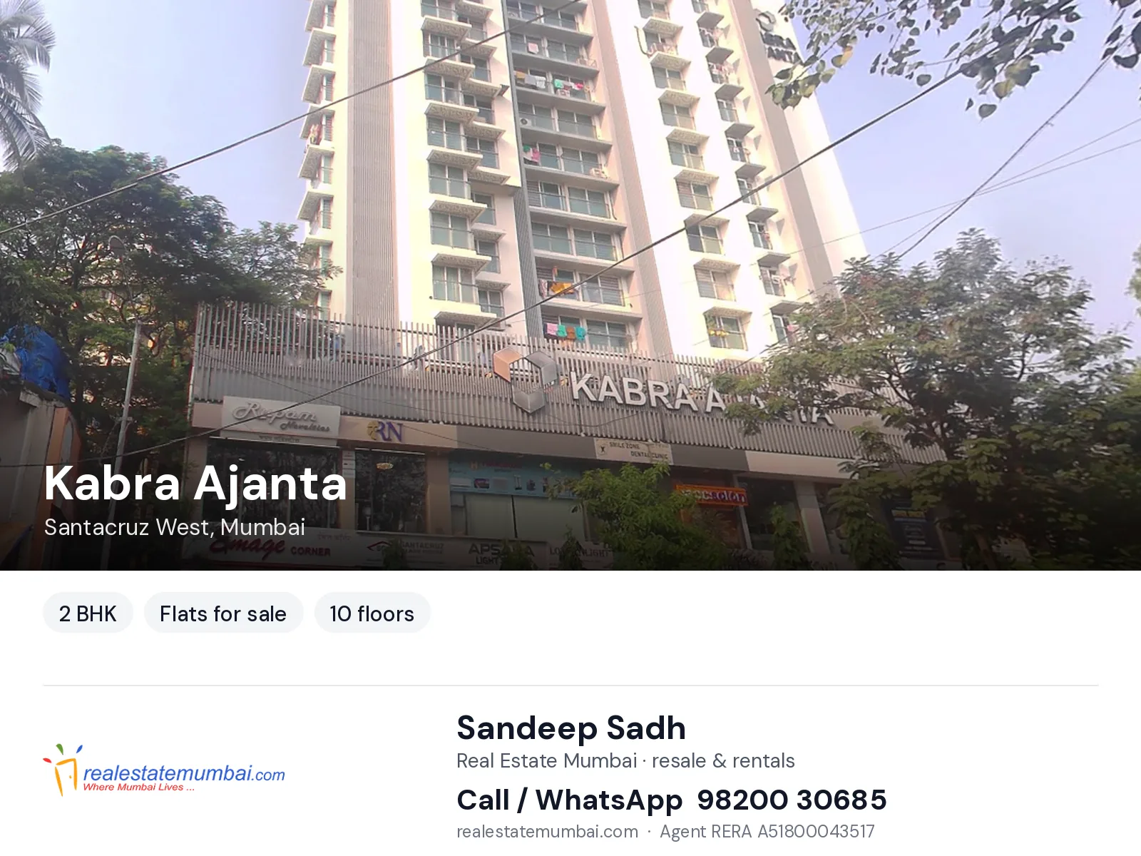 Kabra Ajanta, Santacruz West, Mumbai — 2 BHK flats for sale | Real Estate Mumbai, Sandeep Sadh 98200 30685